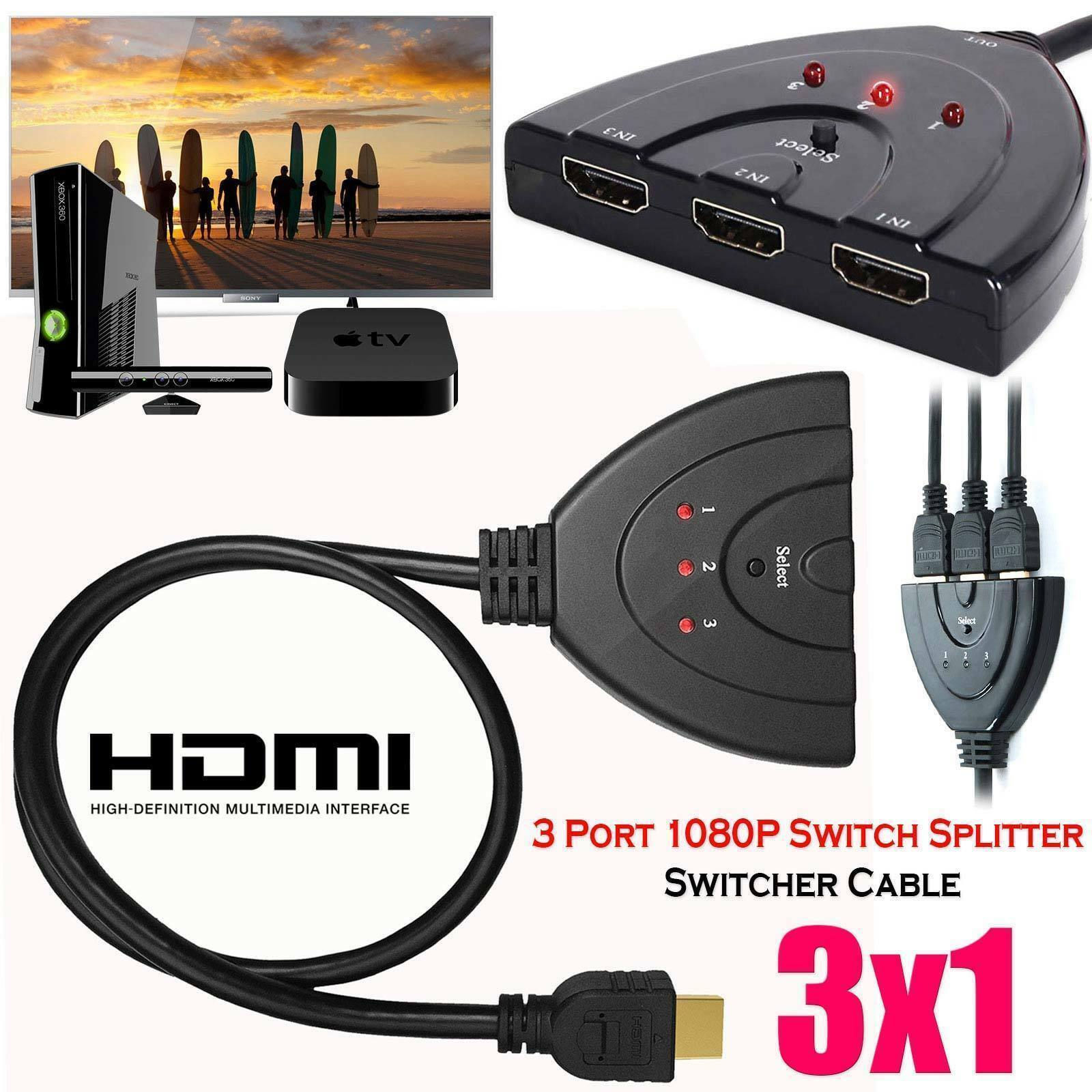 3-Port HDMI Switcher 1080P/4K for PS4 Xbox HDTV