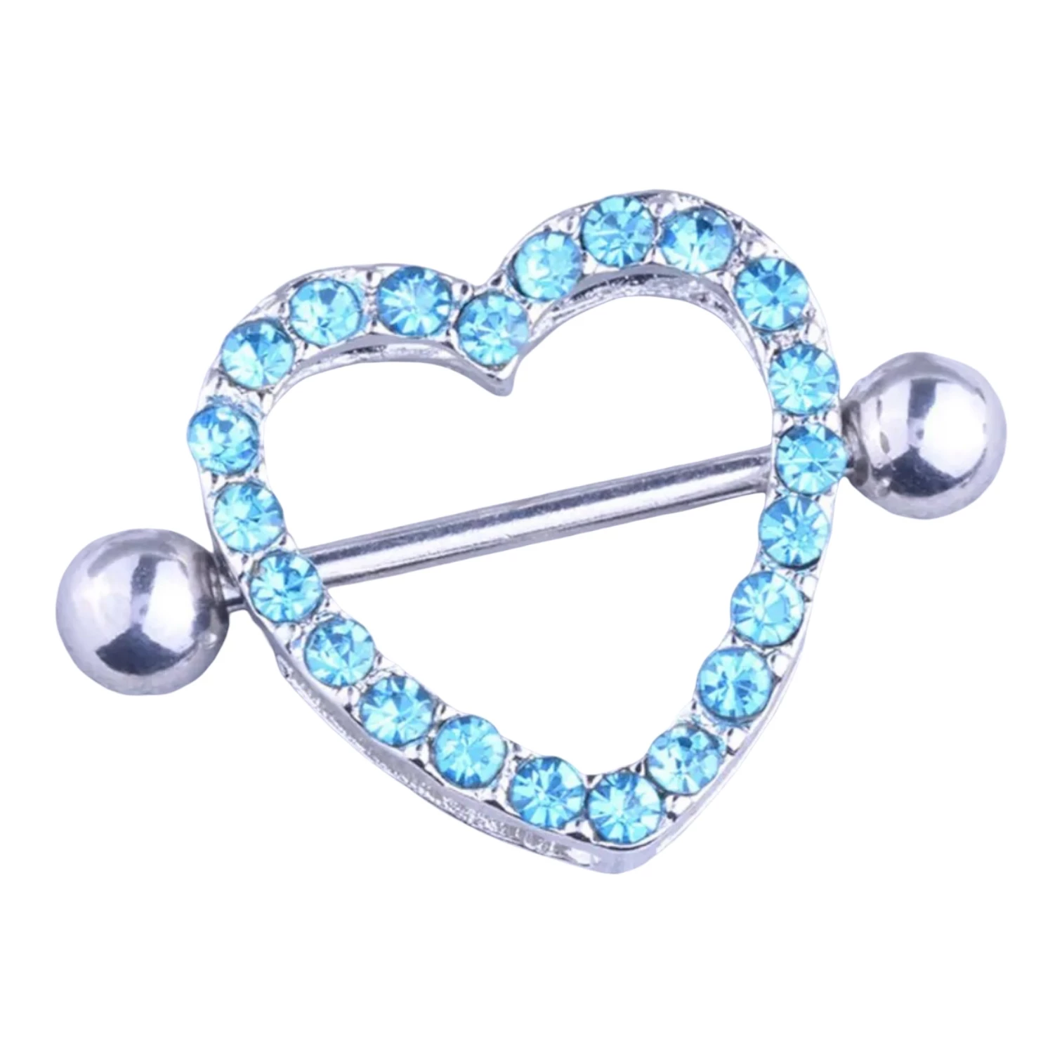 Tepelpiercing Hart Blauw