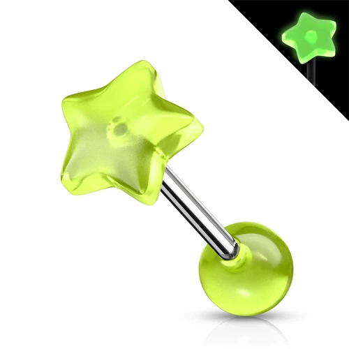 Tong piercing Glow in the Dark neon geel