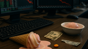 ma mesa de pregão com doces derretendo