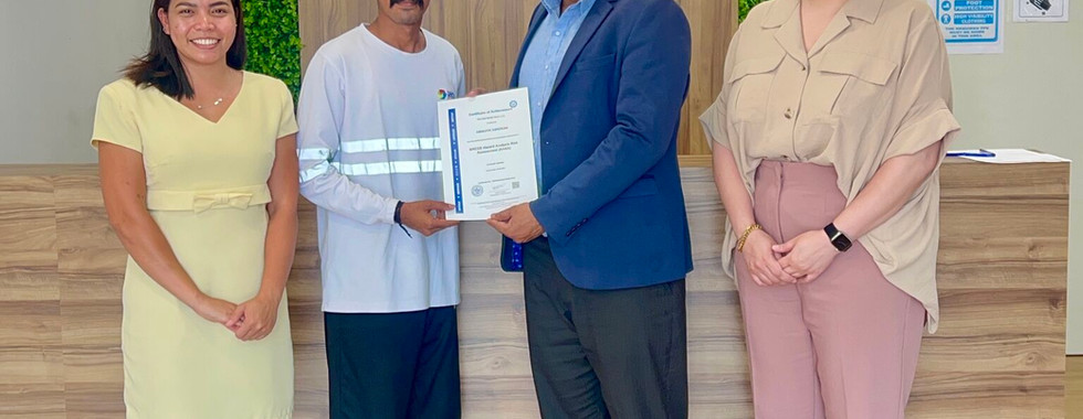 key sineo packaging employees receving HARA certification from TUV SUD Middle East 