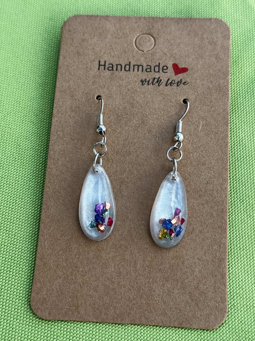 Thumbnail: Small Tear Drop Shimmer Stone Customized Earrings