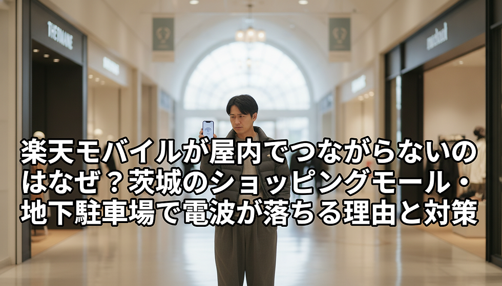 楽天モバイルが屋内でつながらないのはなぜ?茨城のショッピングモール・地下駐車場で電波が落ちる理由と対策