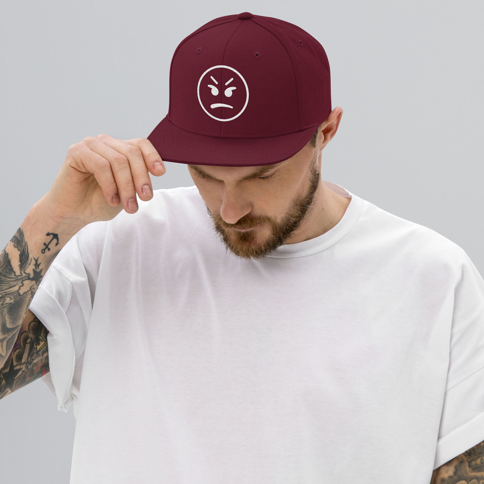 Moody Emoji | Embroidered Snapback Hat