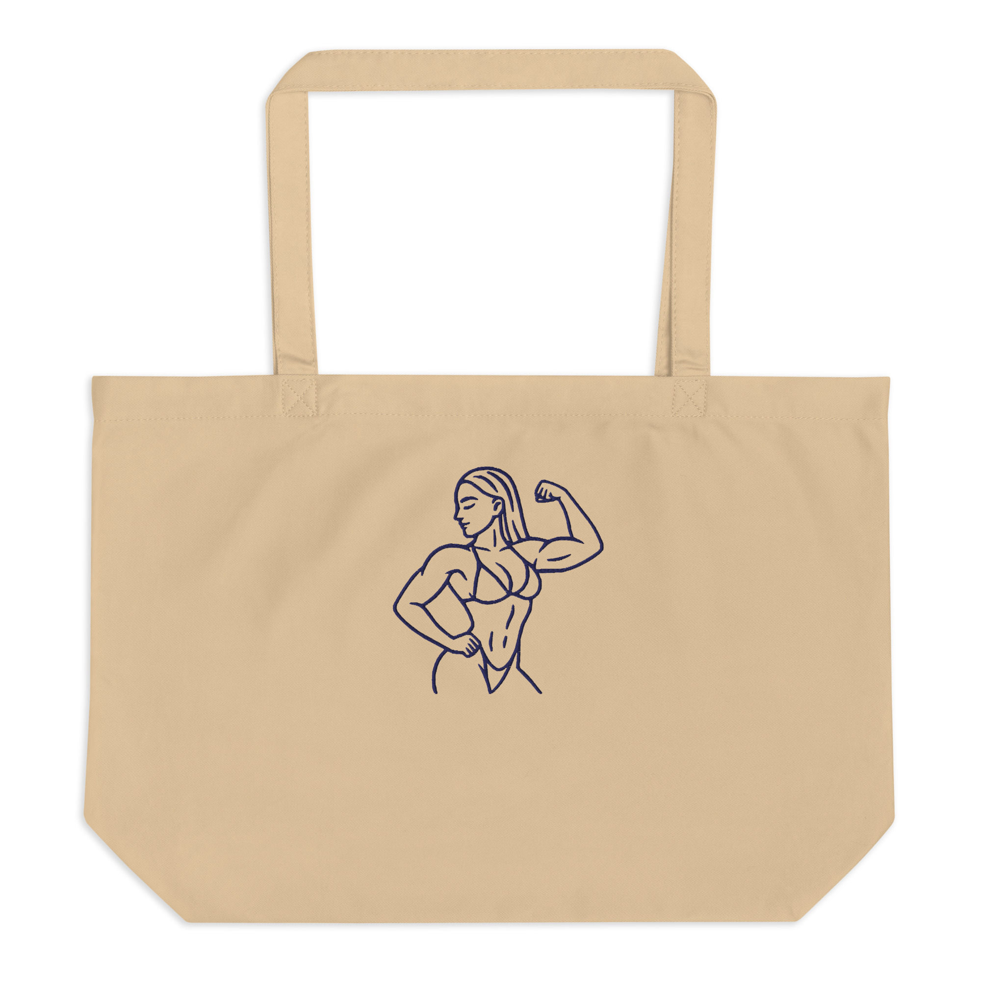 Organic Cotton Large Tote Bag – For Her, Bodybuilder Design, Eco-Friendly