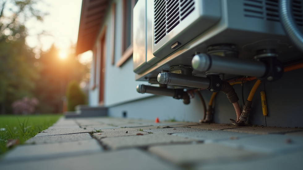 Eye-level view of an HVAC system installation in a residential setting