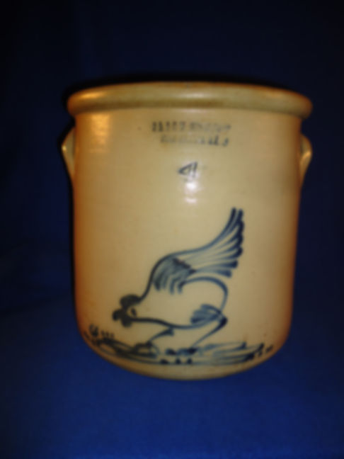 Underwood, Fort Edward, New York Stoneware 4g Crock with Chicken #11910