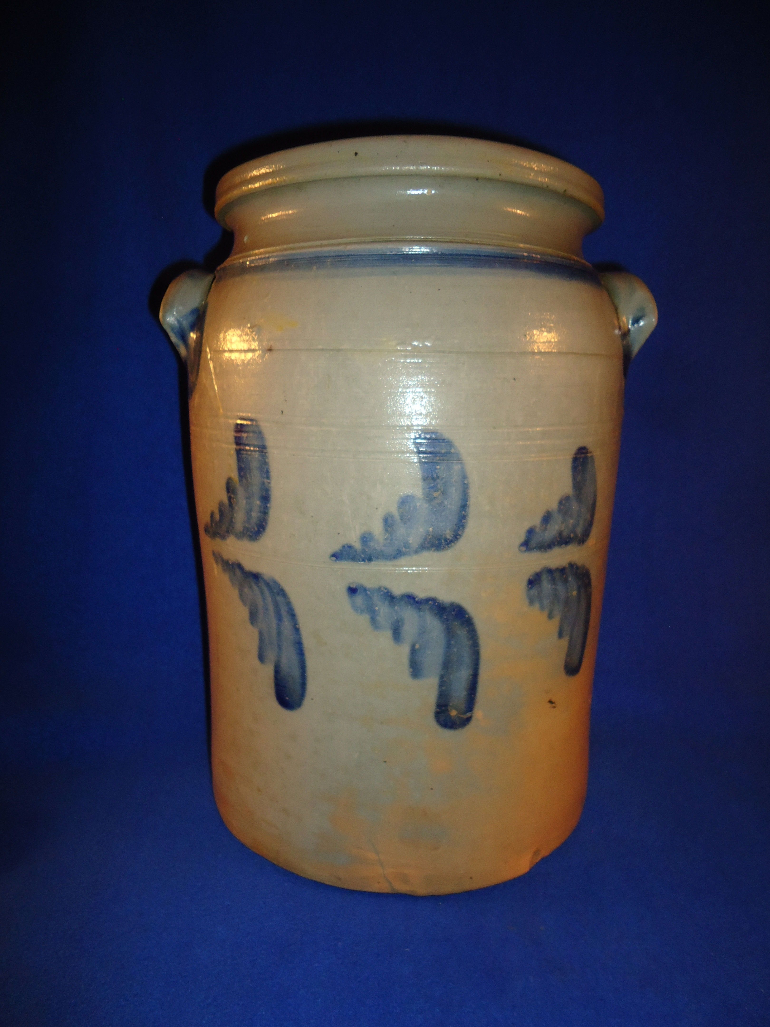 Circa 1870 4 Gallon Stoneware Jar with Vining, att. Beaver, PA #11641