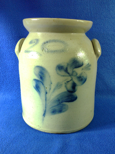 J. Fisher, Lyons, New York Stoneware Preserve Jar with Tulip