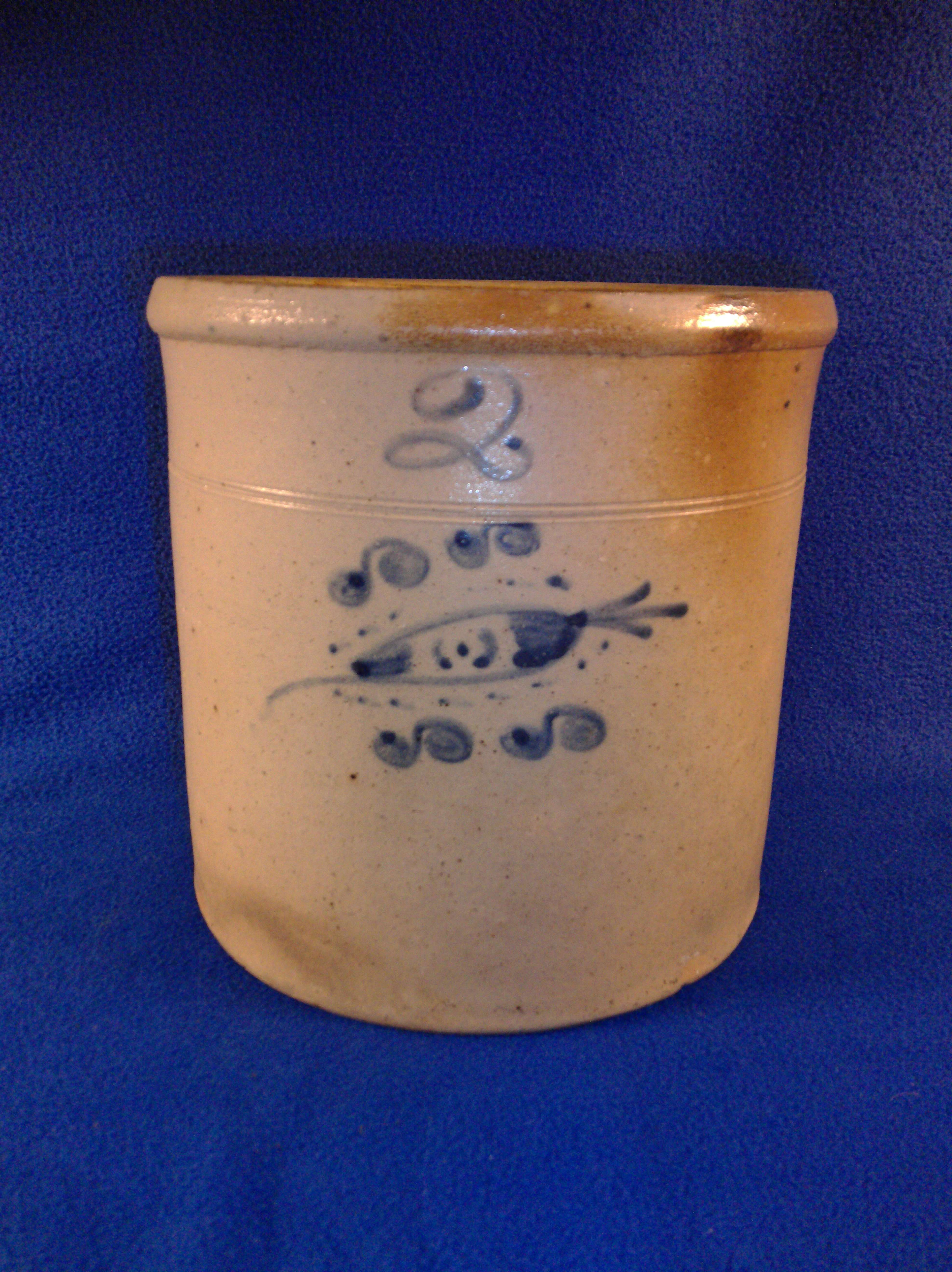 2 Gallon Stoneware Crock with Fishing Lure, att. Schrop of Ohio #12250