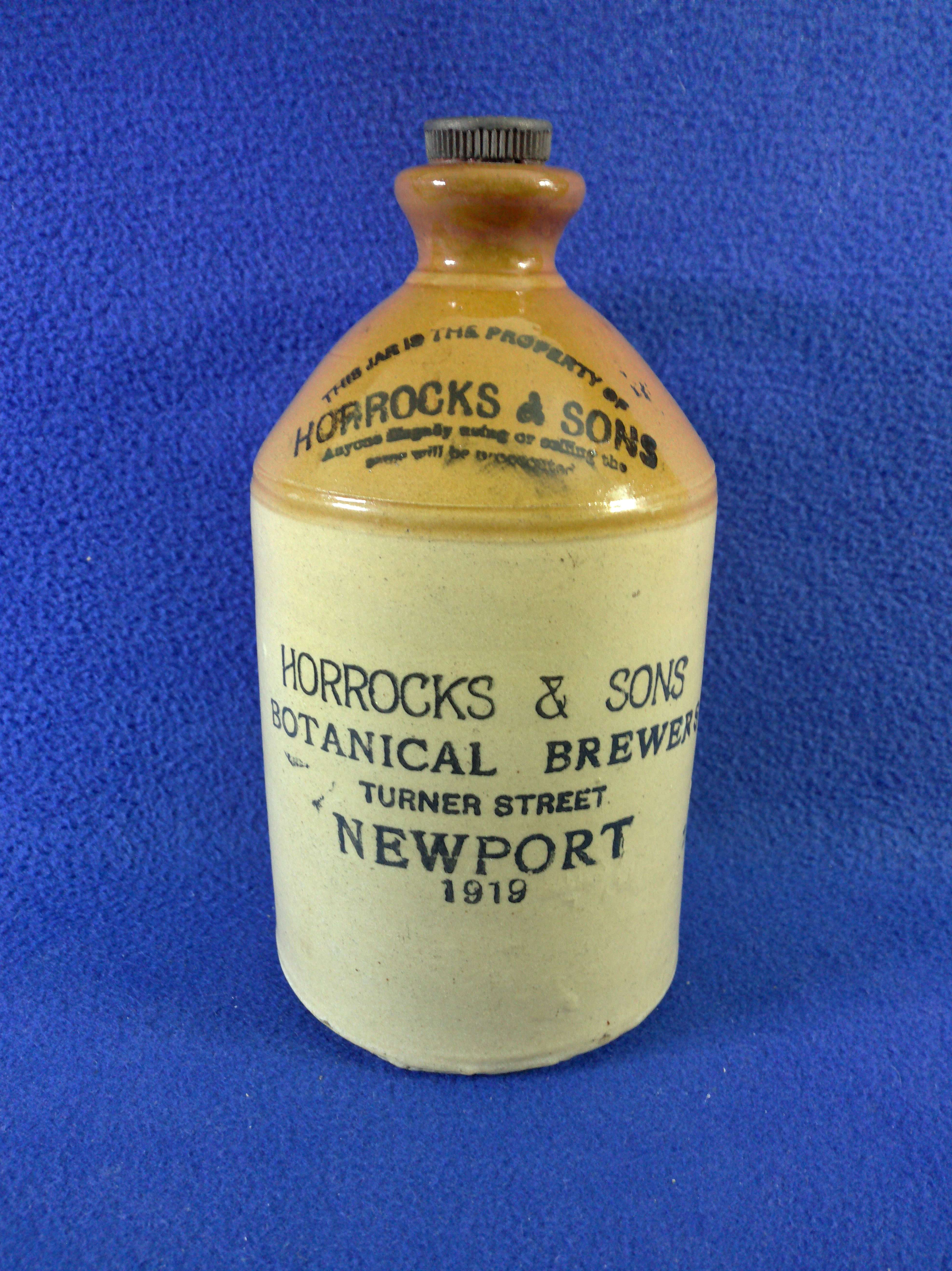 Horrock's Botanical Brewers, Newport, England Stoneware Jug #12552