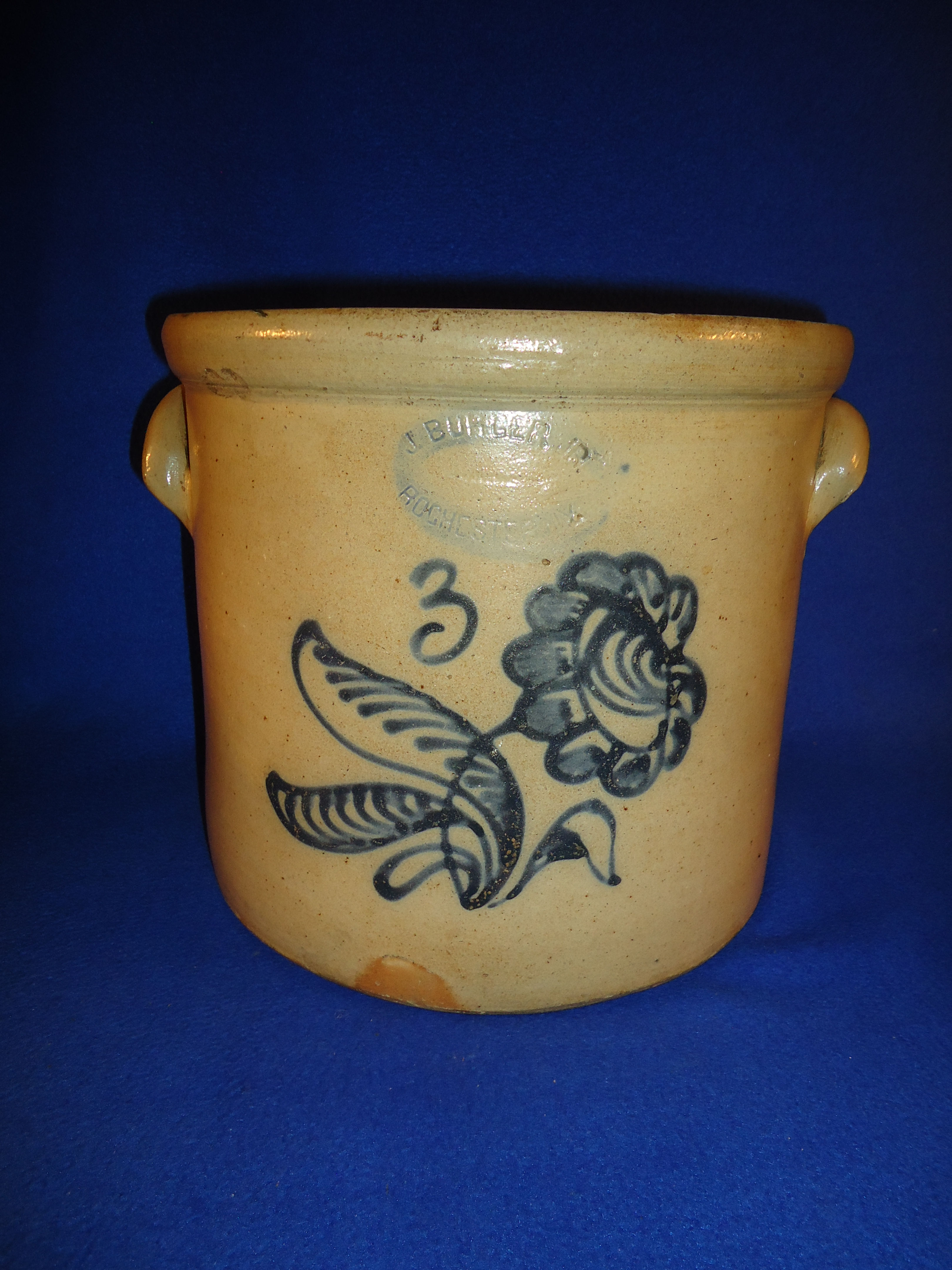 J. Burger, Jr., Rochester, New York Stoneware Crock with Daisy #10191