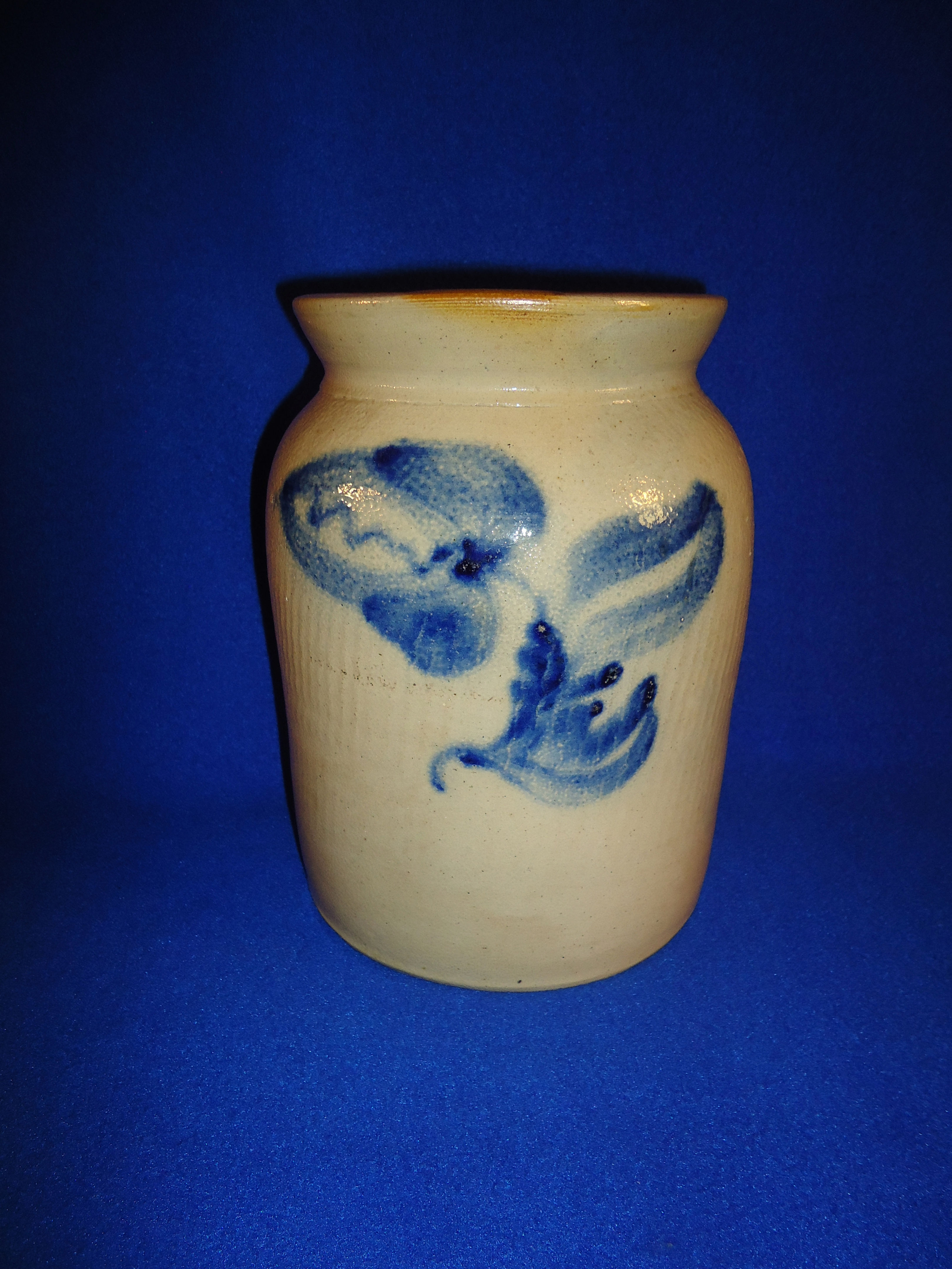 Circa 1870 1 Gallon Stoneware Jar with Large Tulip #10432