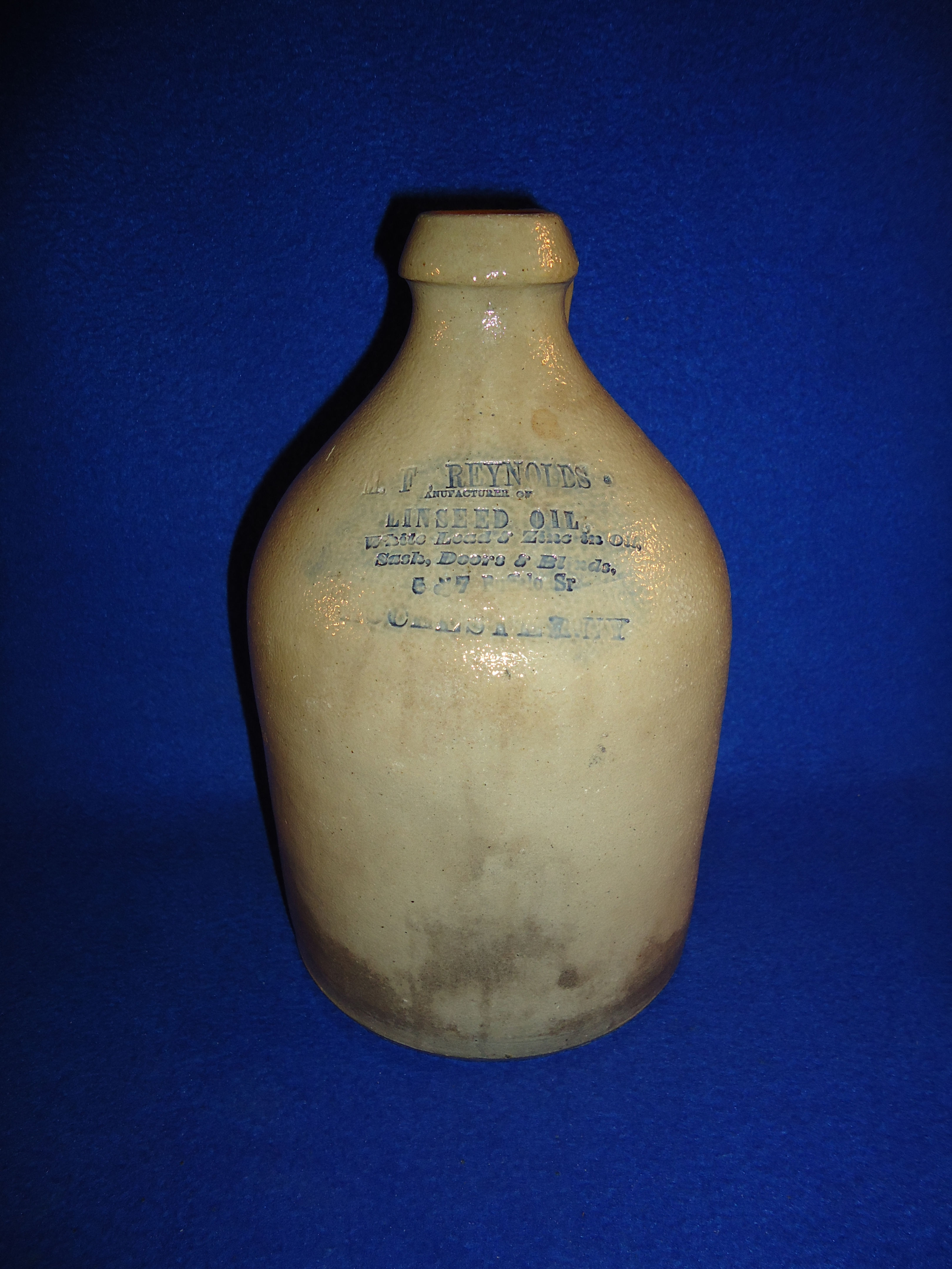 M. F. Reynolds, Linseed Oil, Rocheter, New York Stoneware Jug #2412