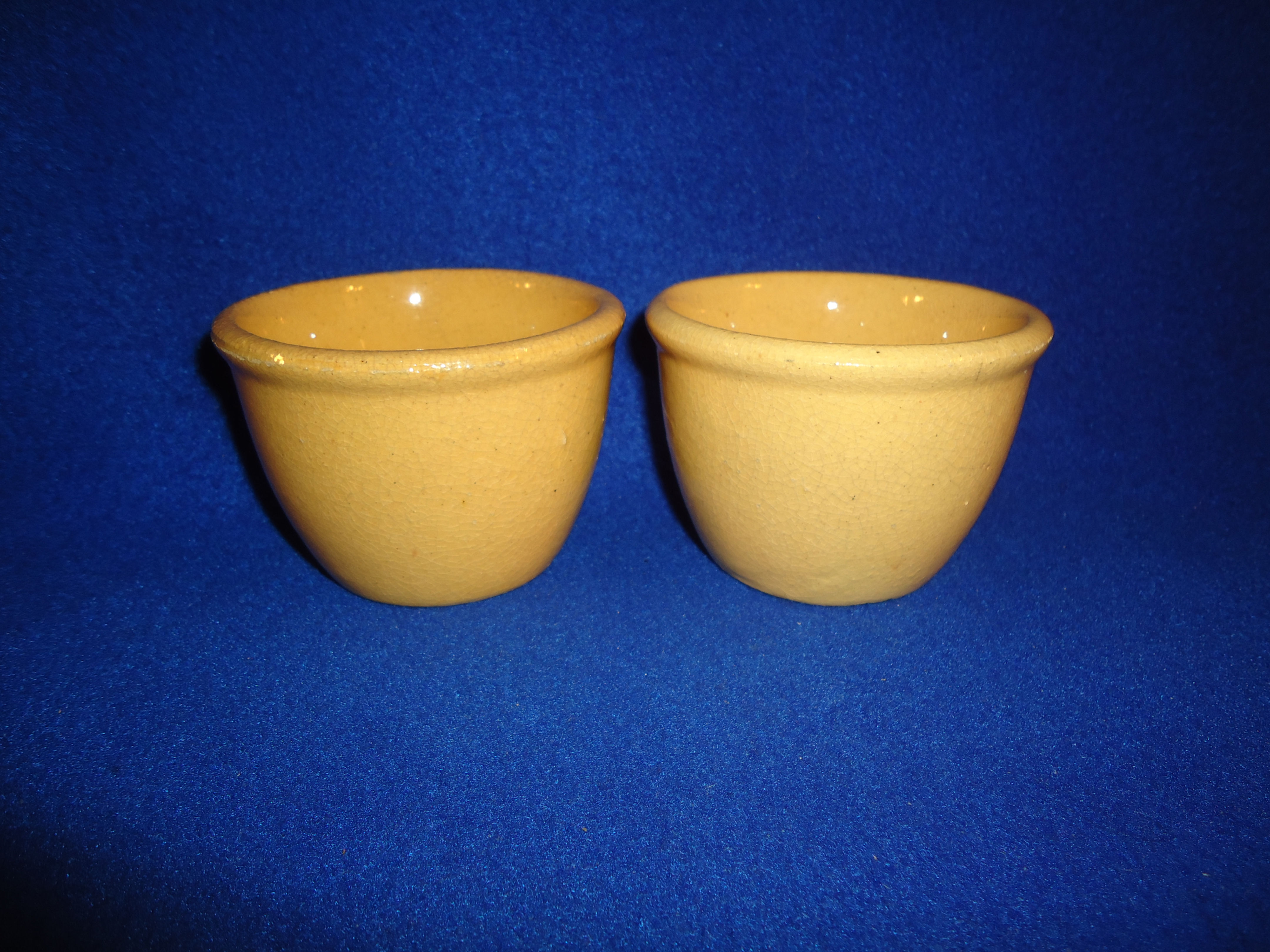 Pair of Matching Yellow Ware Custard Cups for One Money, #4700