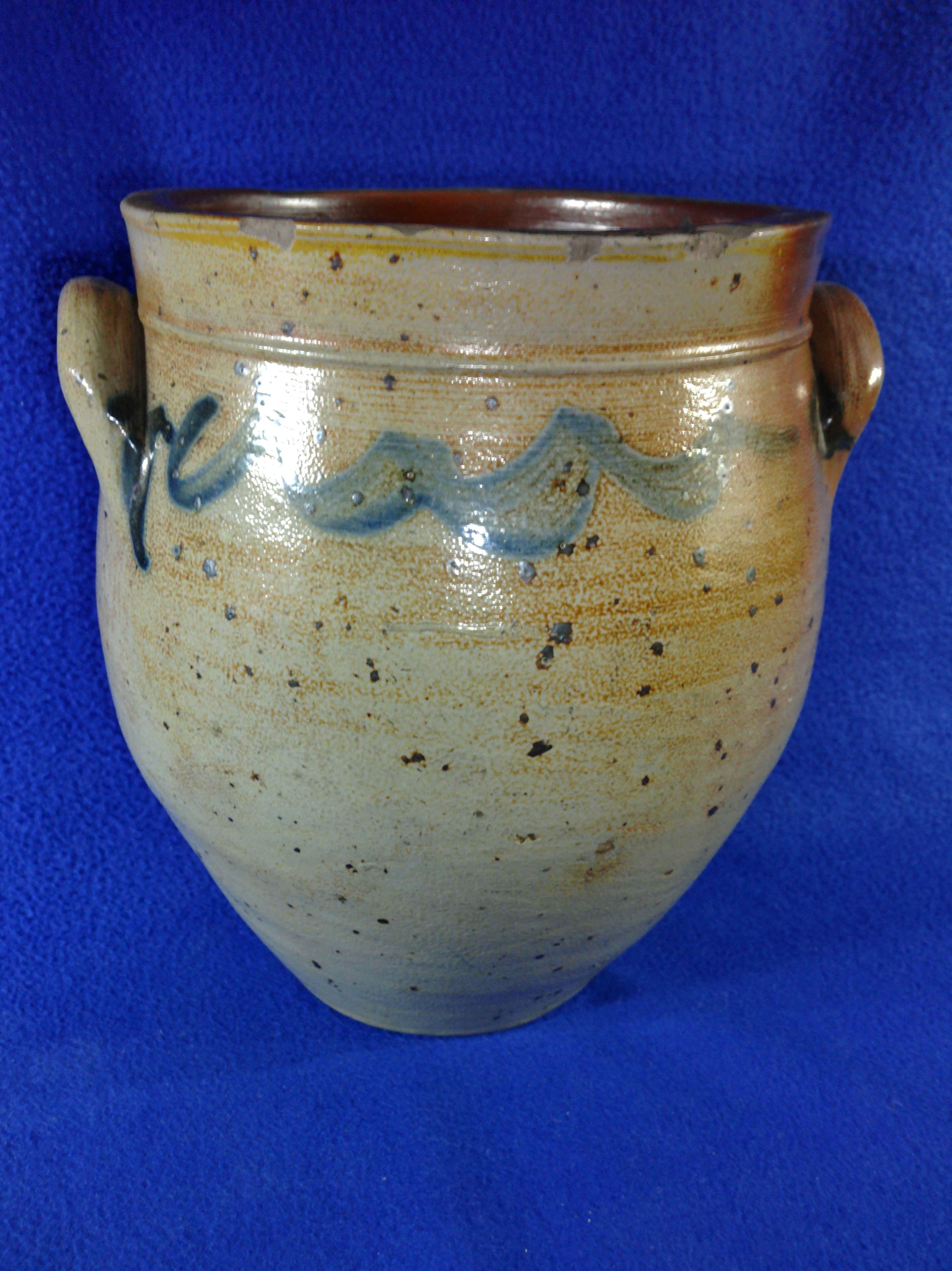 Early 19th Century Stoneware Ovoid Jar, att. to New York #13042