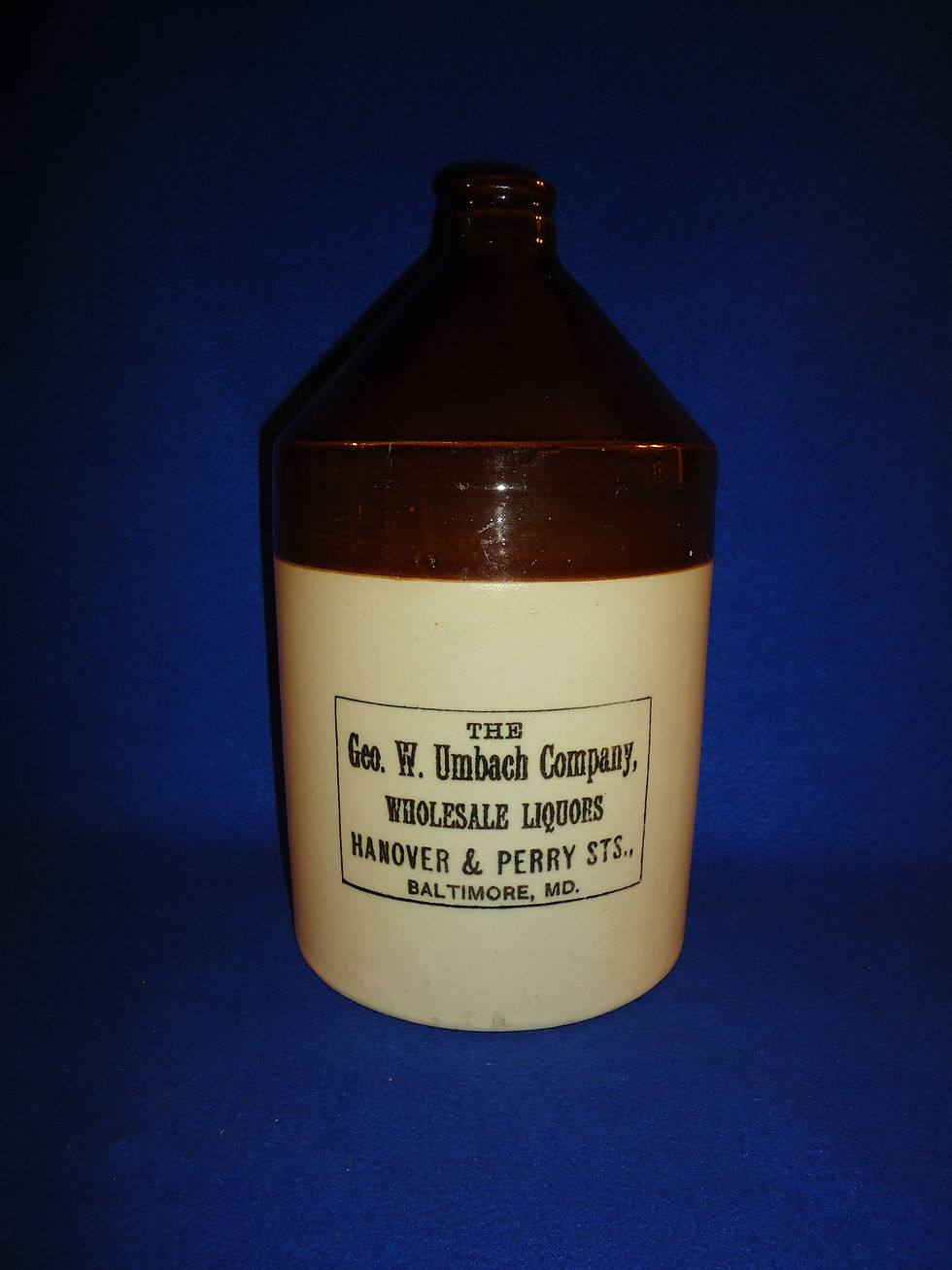 George Umbach, Liquor Dealer, Baltimore, Maryland Stoneware Jug #4312