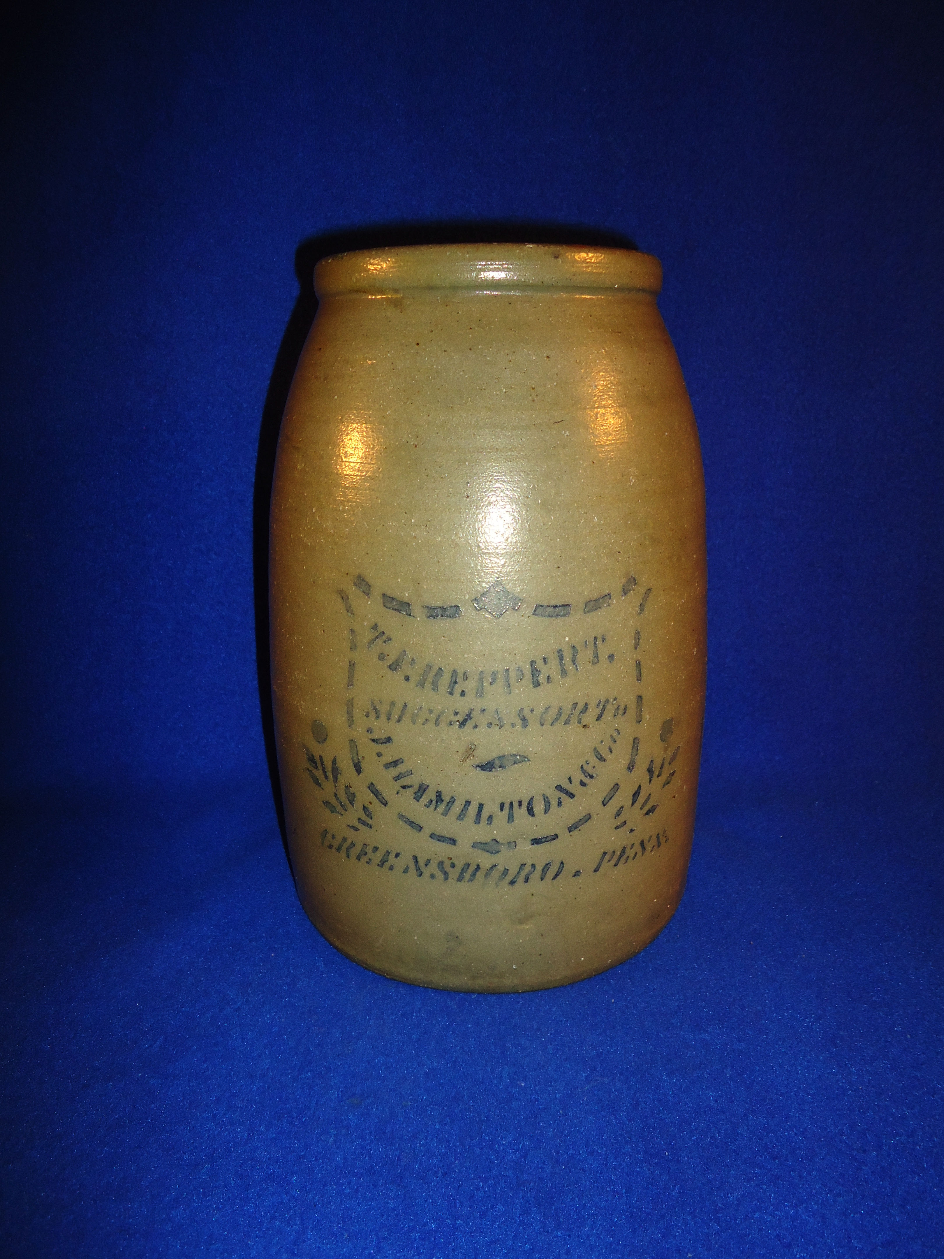 T. F. Reppert, Greensboro, Pennsylvania Stoneware Wax Sealer w/ Shield #11005