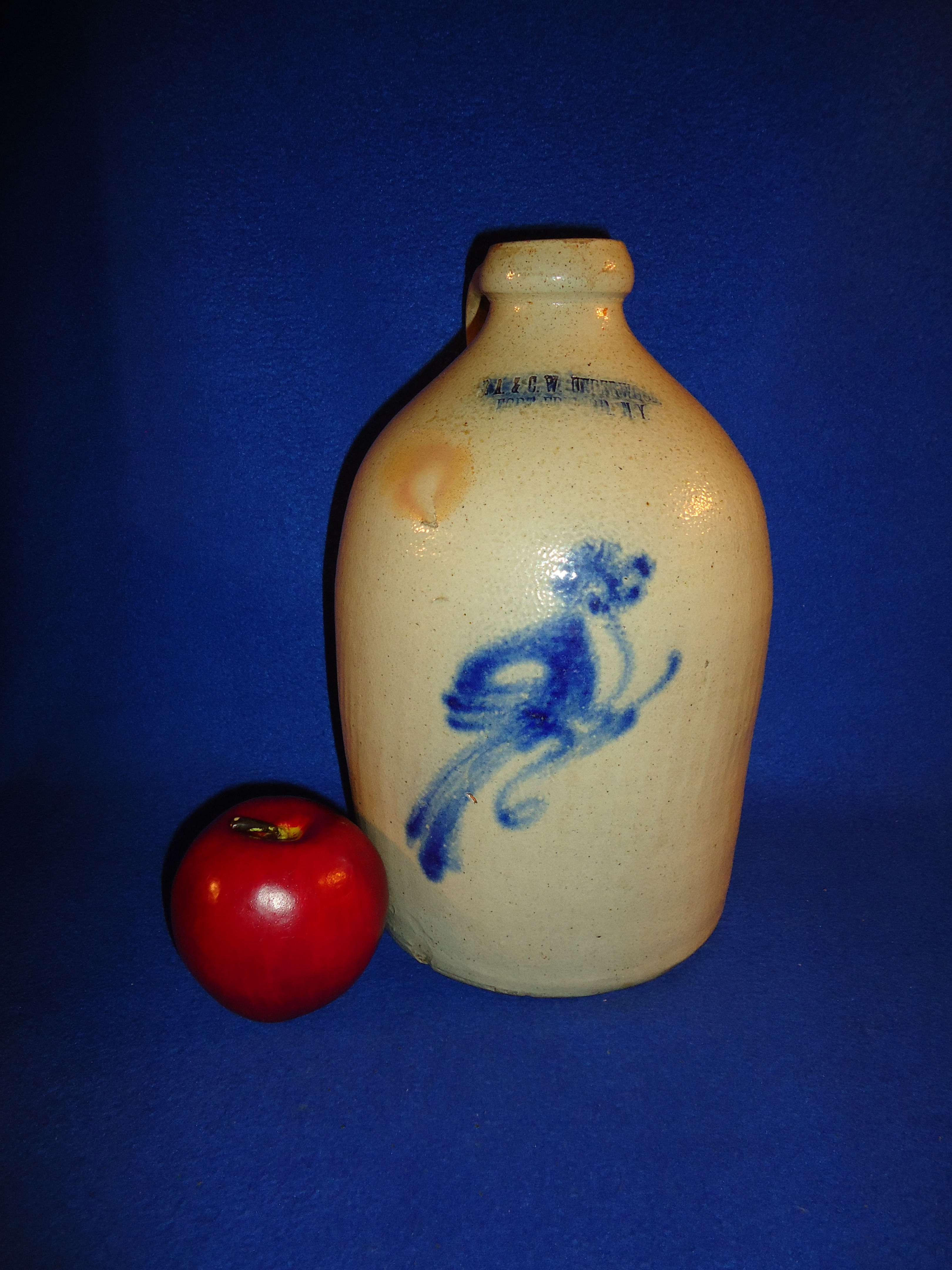 J. A. & C. W. Underwood, Fort Edward, N.Y. Stoneware 1g Jug with Bird #9940