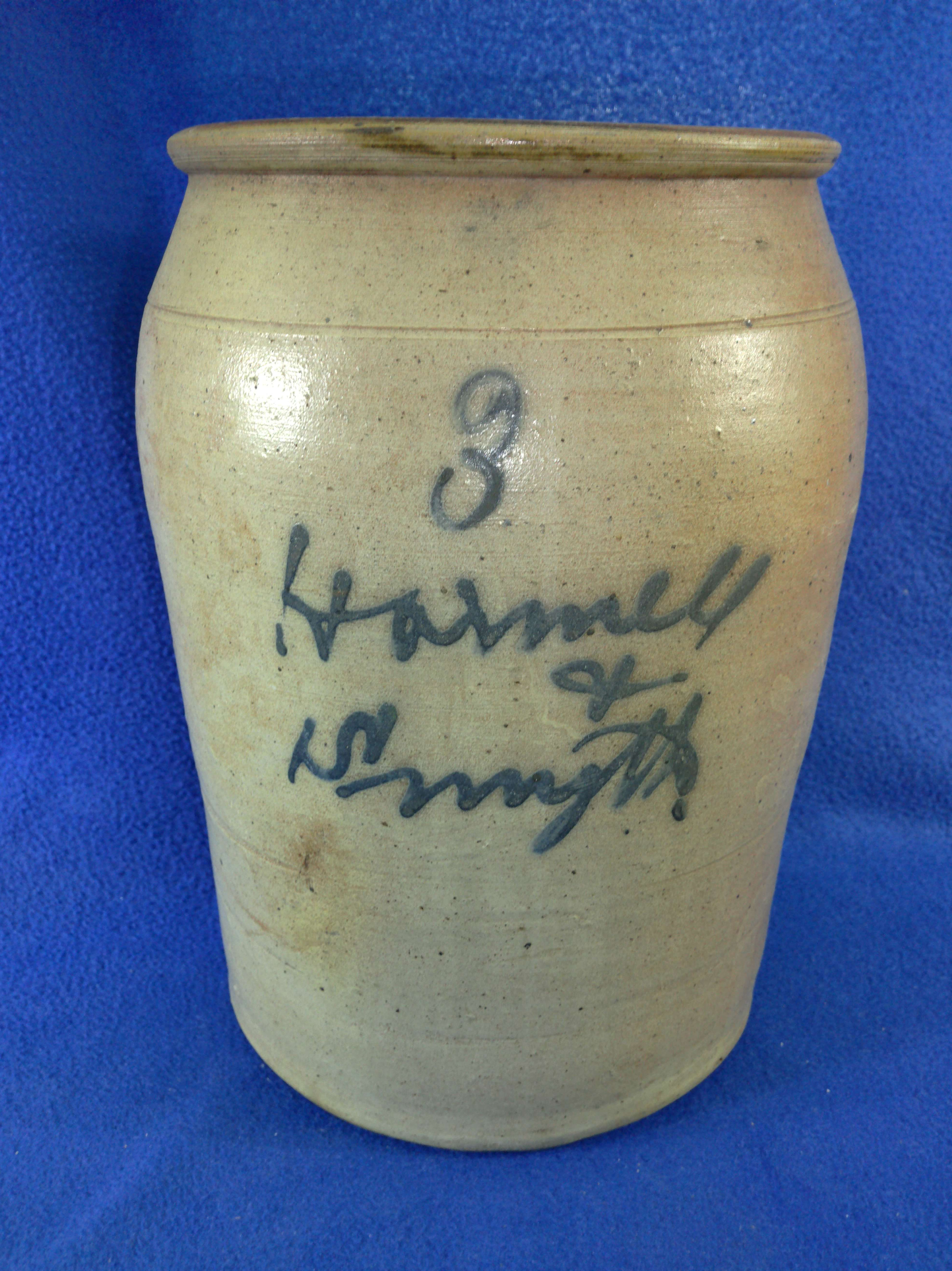 Hormell & Smyth, Newport, Ohio Stoneware 3 Gallon Stoneware Jar #12942