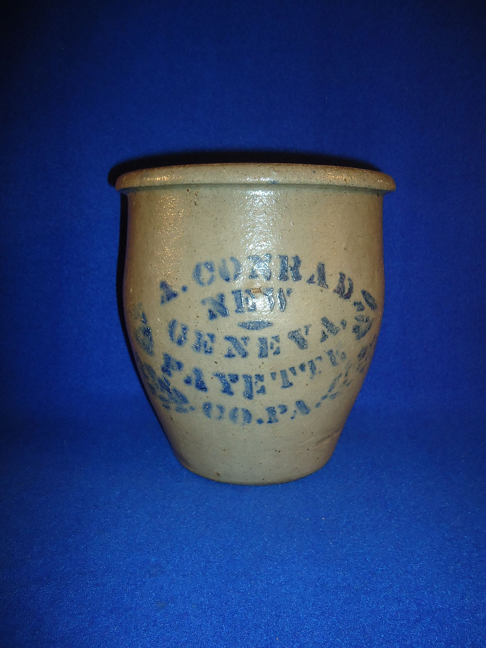 A. Conrad, New Geneva, Pennsylvania Stoneware Cream Pot #10692