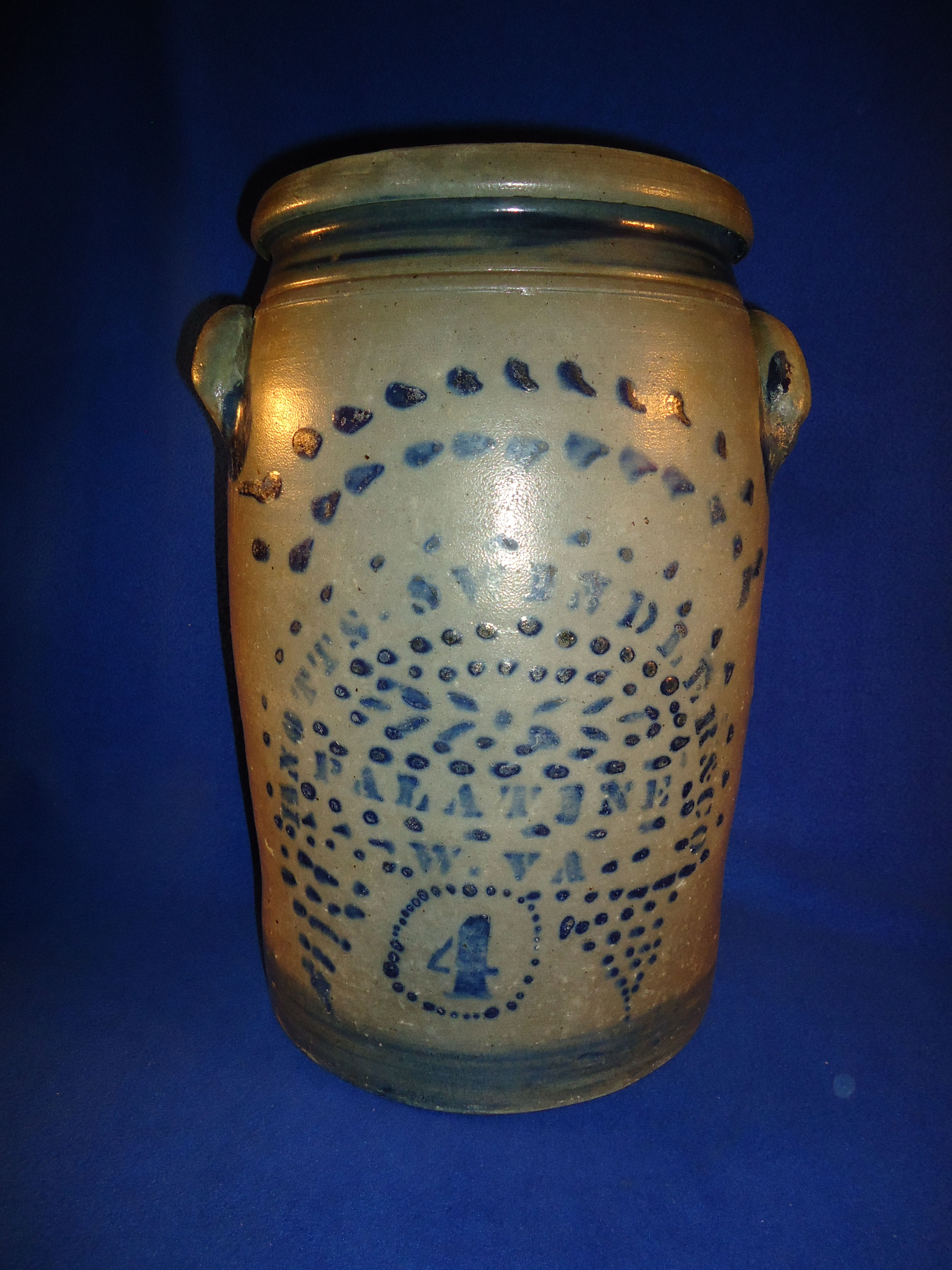 Knotts, Swindler, Palatine, WV 4g Stoneware Jar w/ DOTS #12021