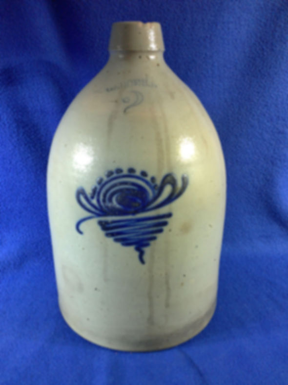 Geddes, New York 2 Gallon Stoneware Jug with Stylized Floral #12612