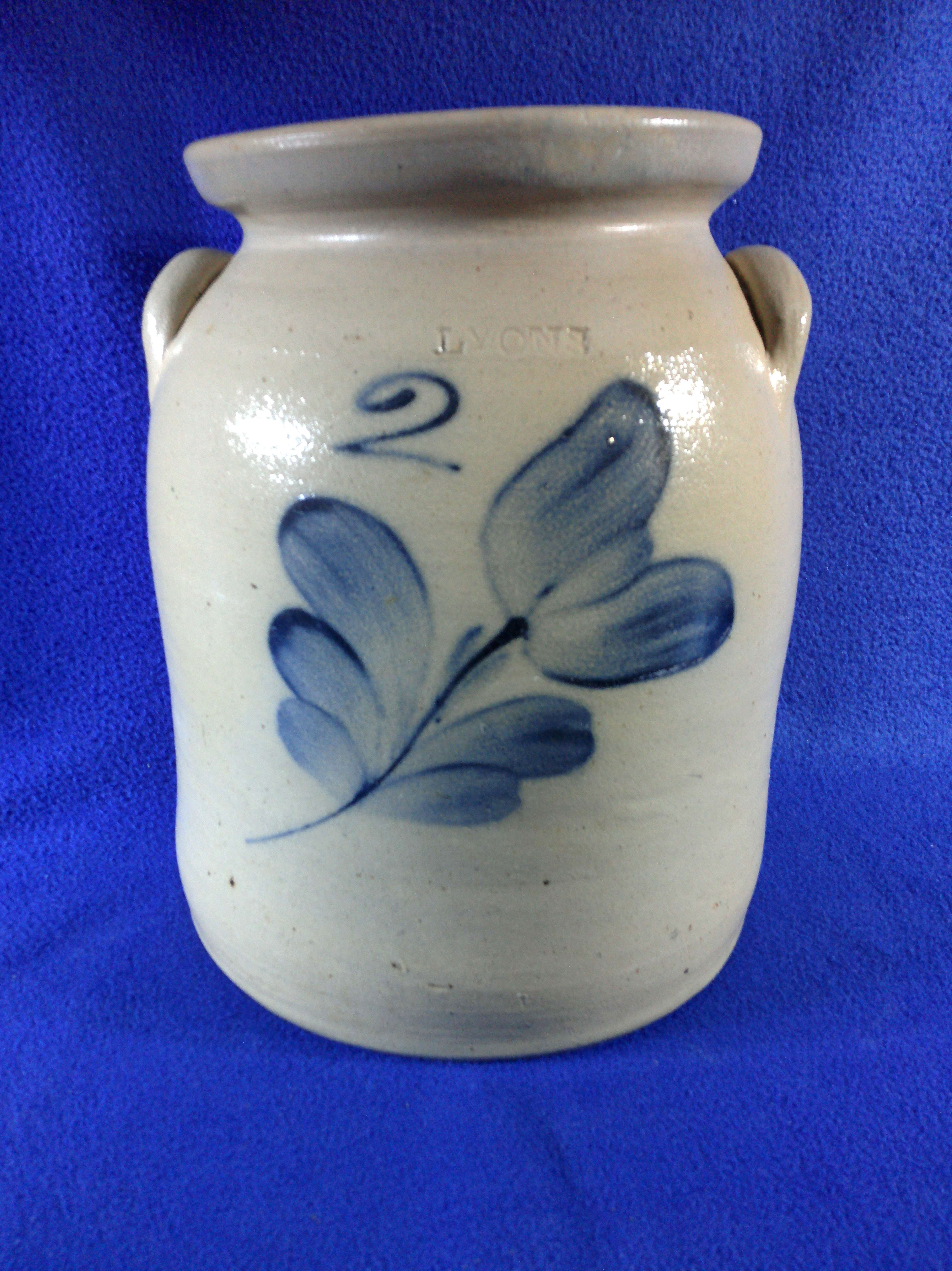 Lyons Stoneware Preserve Jar with Tulip, att. Jacob Fisher #12335