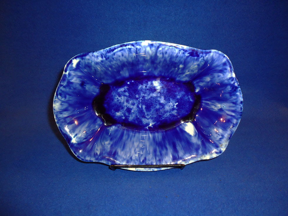 Late 19th Century Blue and White Spongeware Stoneware Vegetable Dish #5968