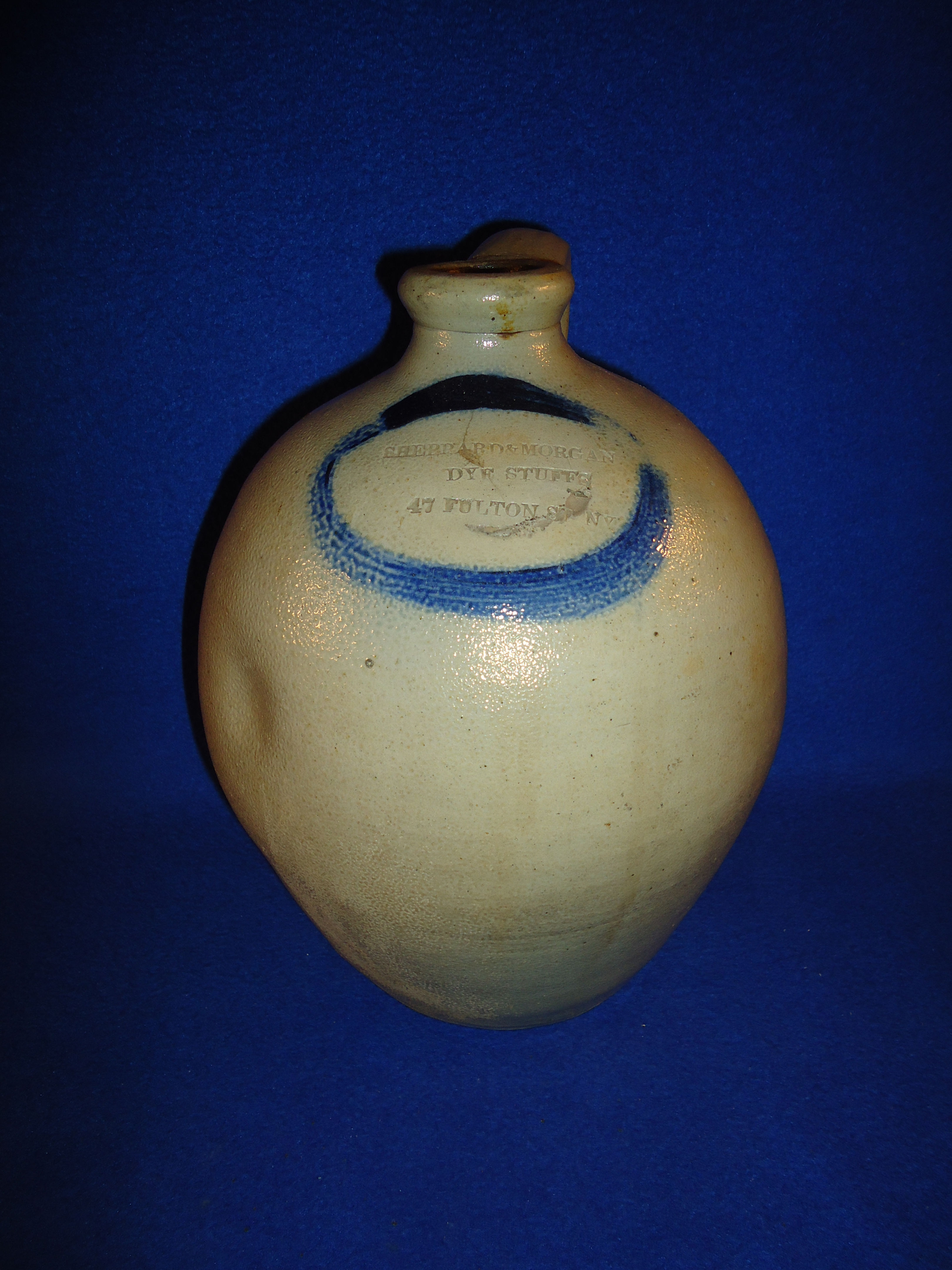 Sheppard & Morgan, Dye Stuffs, New York City Stoneware Ovoid Jug #1042