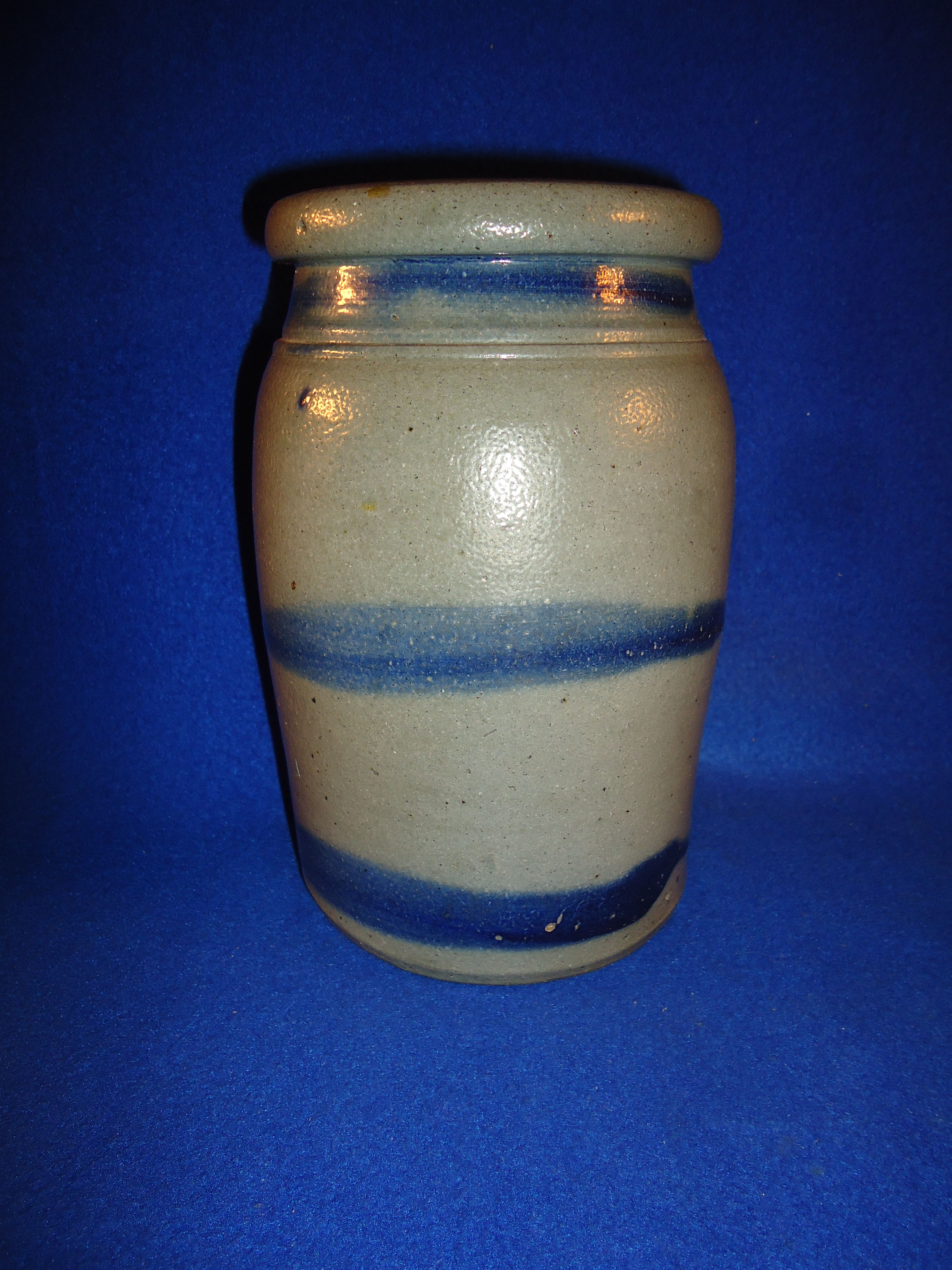 Circa 1870 3 Striper Stoneware Jar from Southwestern Pennsylvania #11662