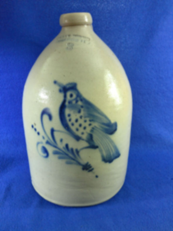 Underwood, Fort Edward, New York Stoneware 3g Jug with Large Bird #12689