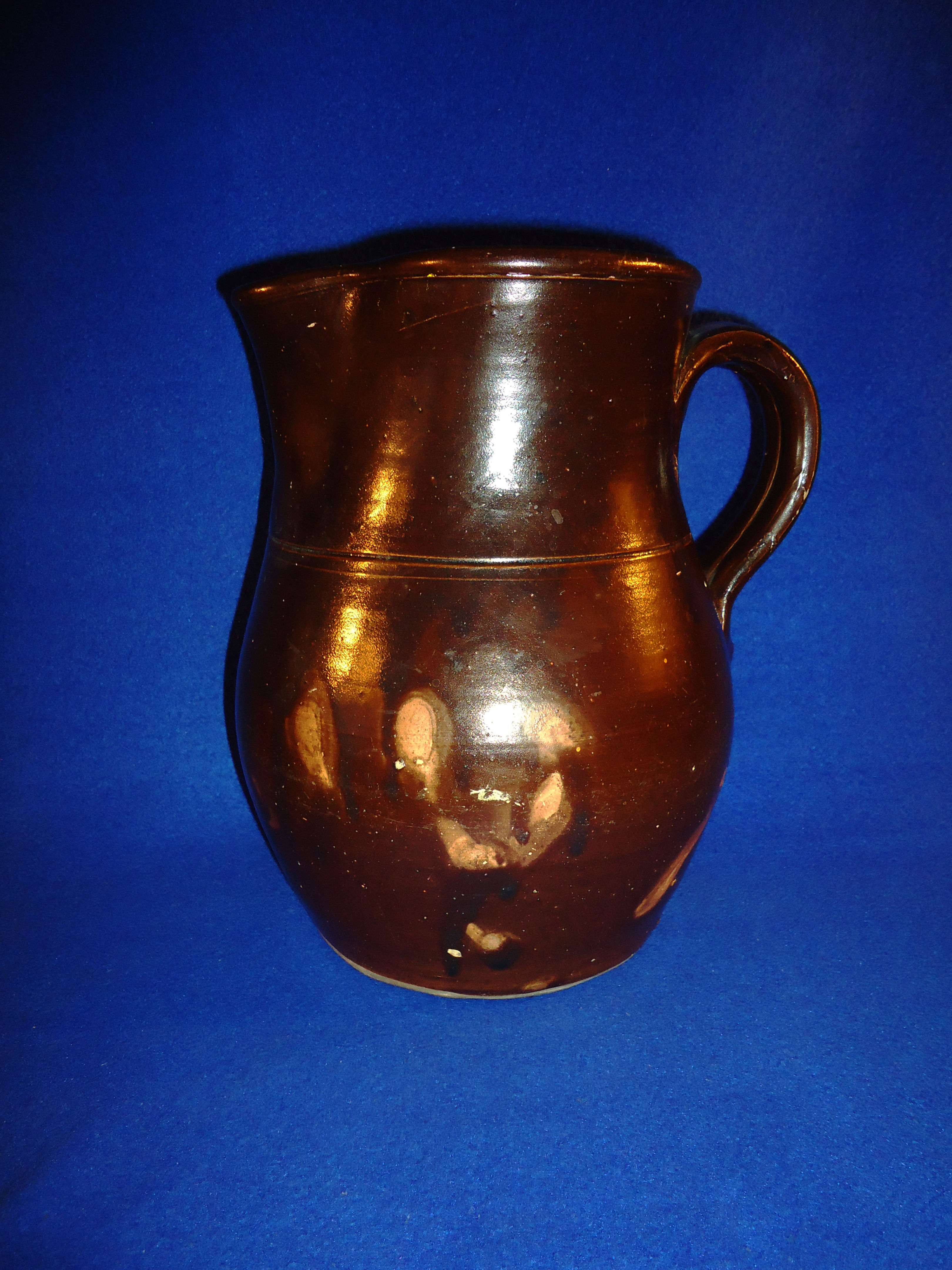 Mid-19th Century 1 Gallon Stoneware Pitcher with Handprints #7890