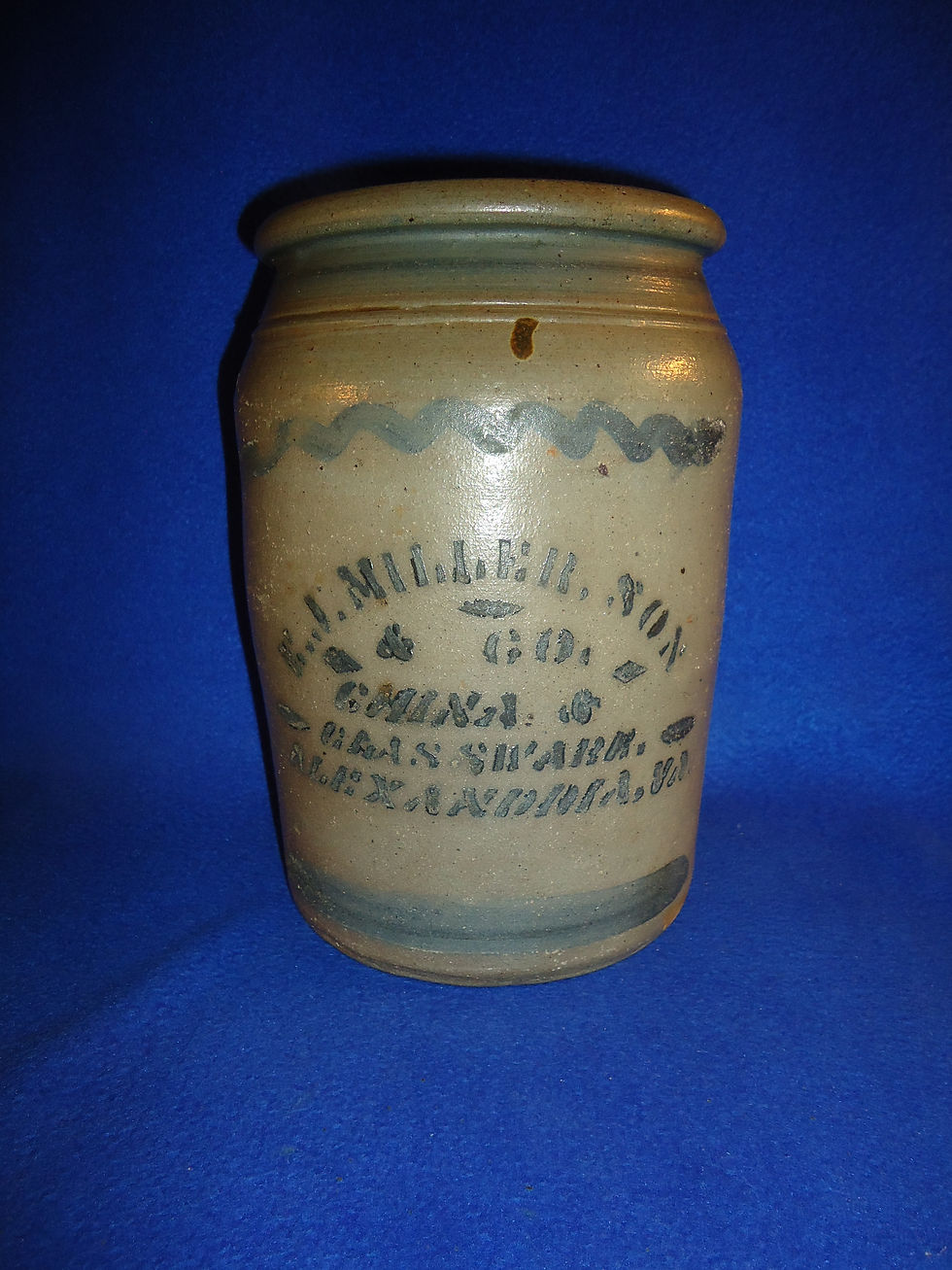 E.J. Miller, China and Glass Merchant, Alexandria, Virginia Stoneware Jar #9734