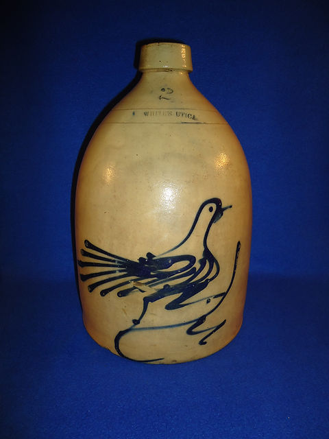 Whites of Utica, New York Stoneware Jug with Running Bird #8641