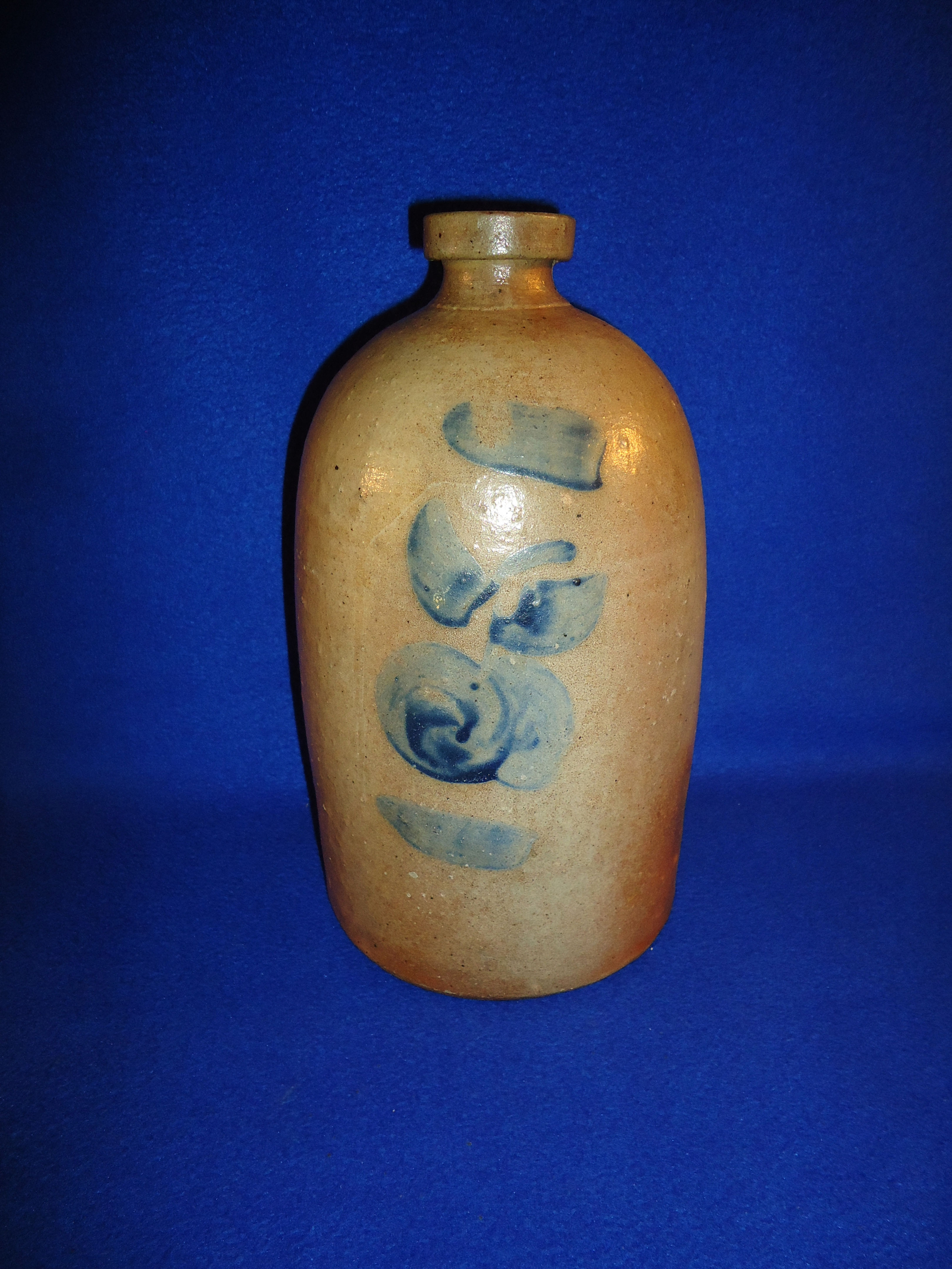 Circa 1880 Stoneware Jug with Apple Decoration from Ohio #8766