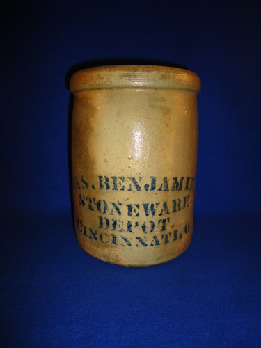 James Benjamin, Stoneware Depot, Cincinnati , Ohio 1 Gallon Jar