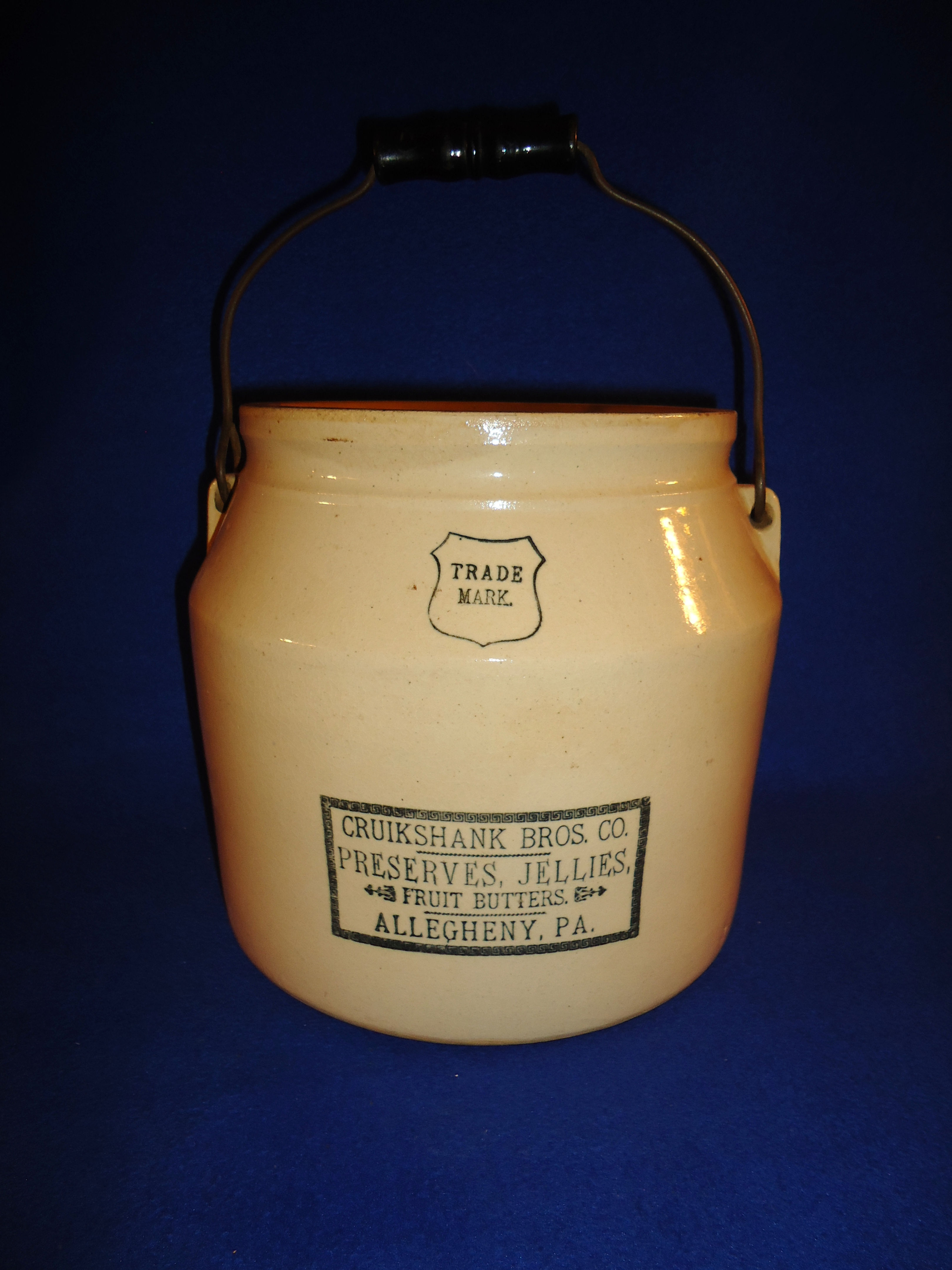 Cruikshank Preserves, Allegheny, Pennsylvania Stoneware 2 Gallon Jar