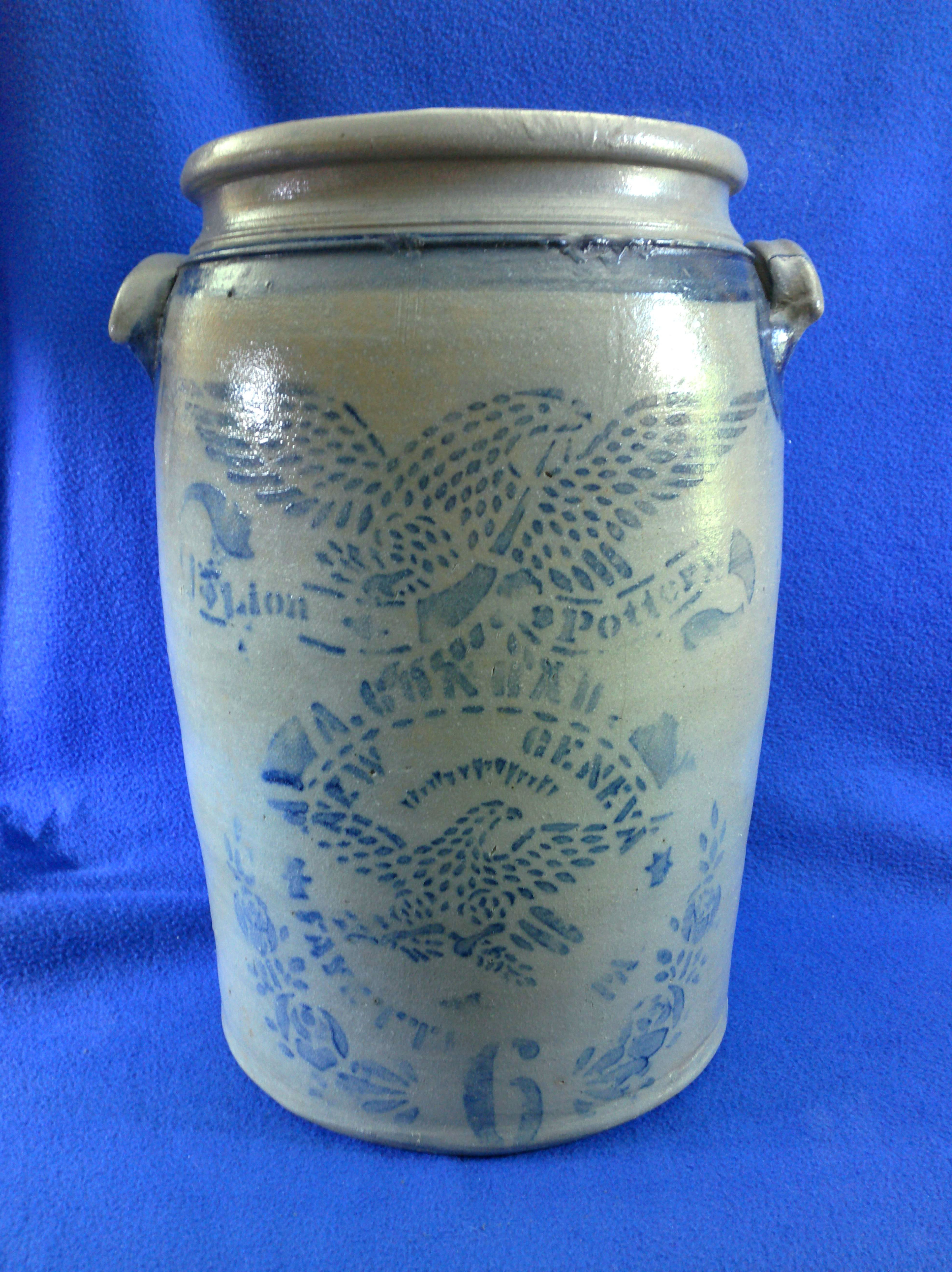 A. Conrad, New Geneva, Pennsylvania Stoneware Double Eagle Jar #12445