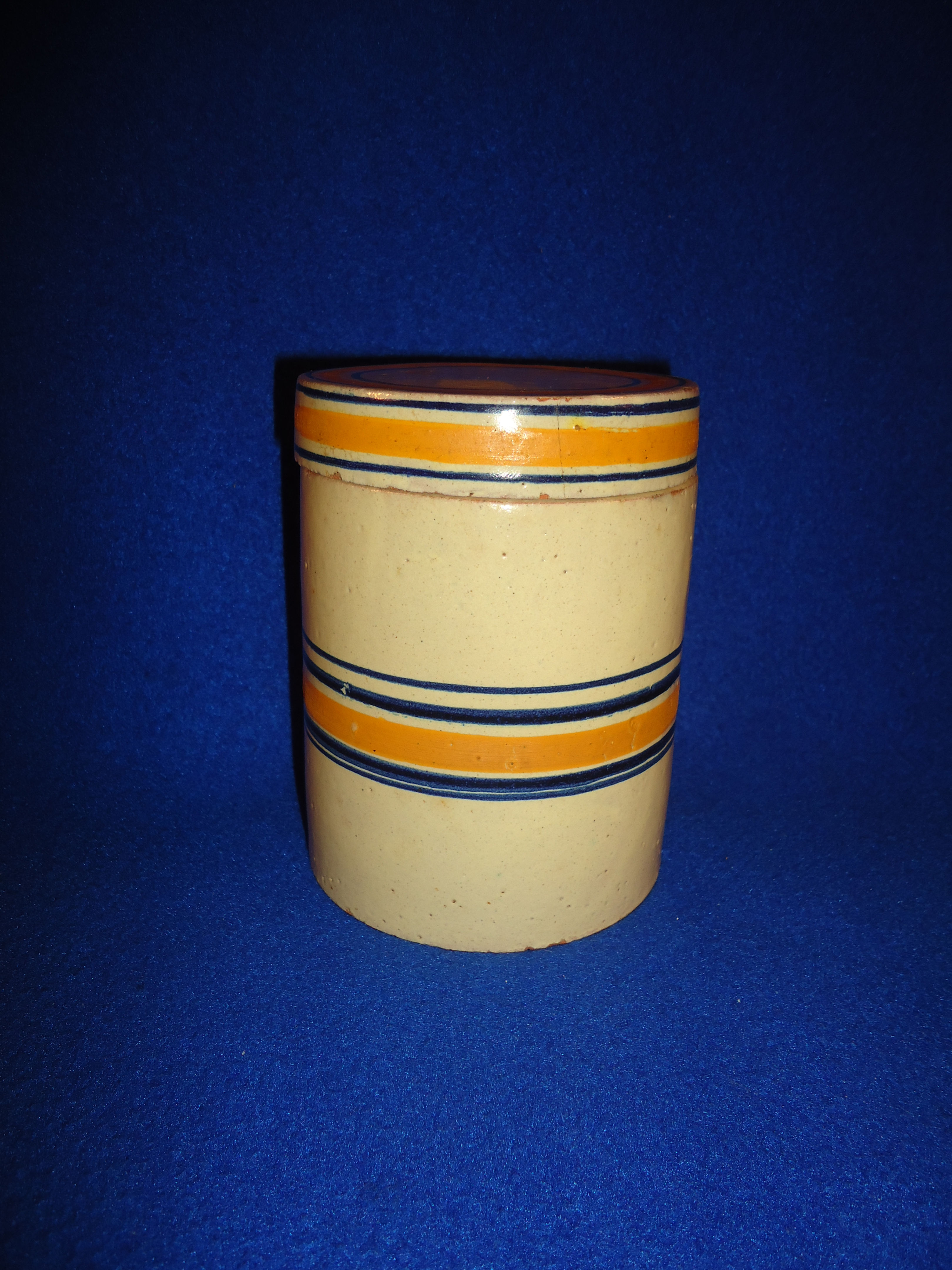 Rare 19th Century Decorated Redware Covered Jar  #4670