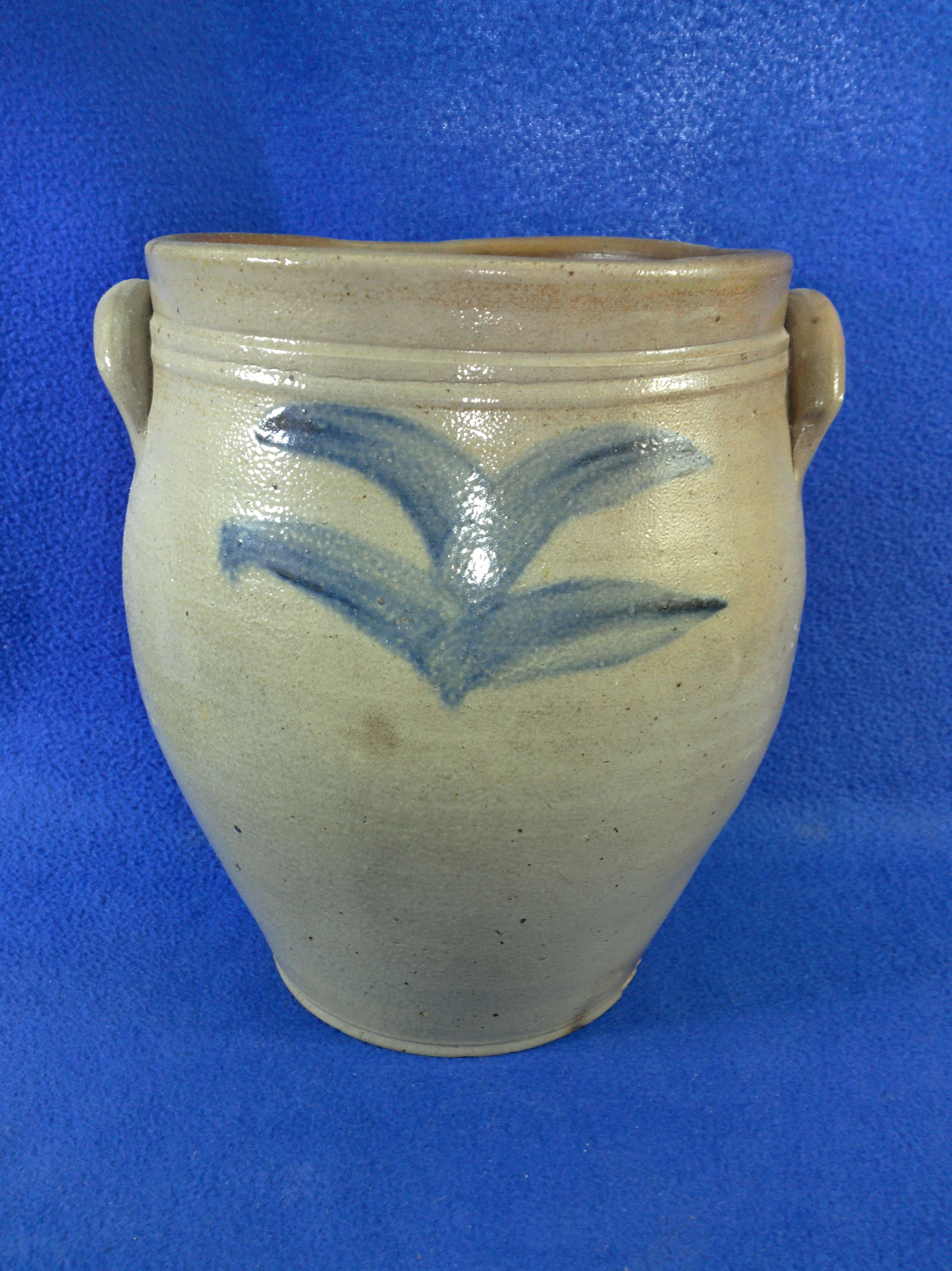 Circa 1810 Stoneware Ovoid Jar att. David Clark, Cornwall, New York #13119
