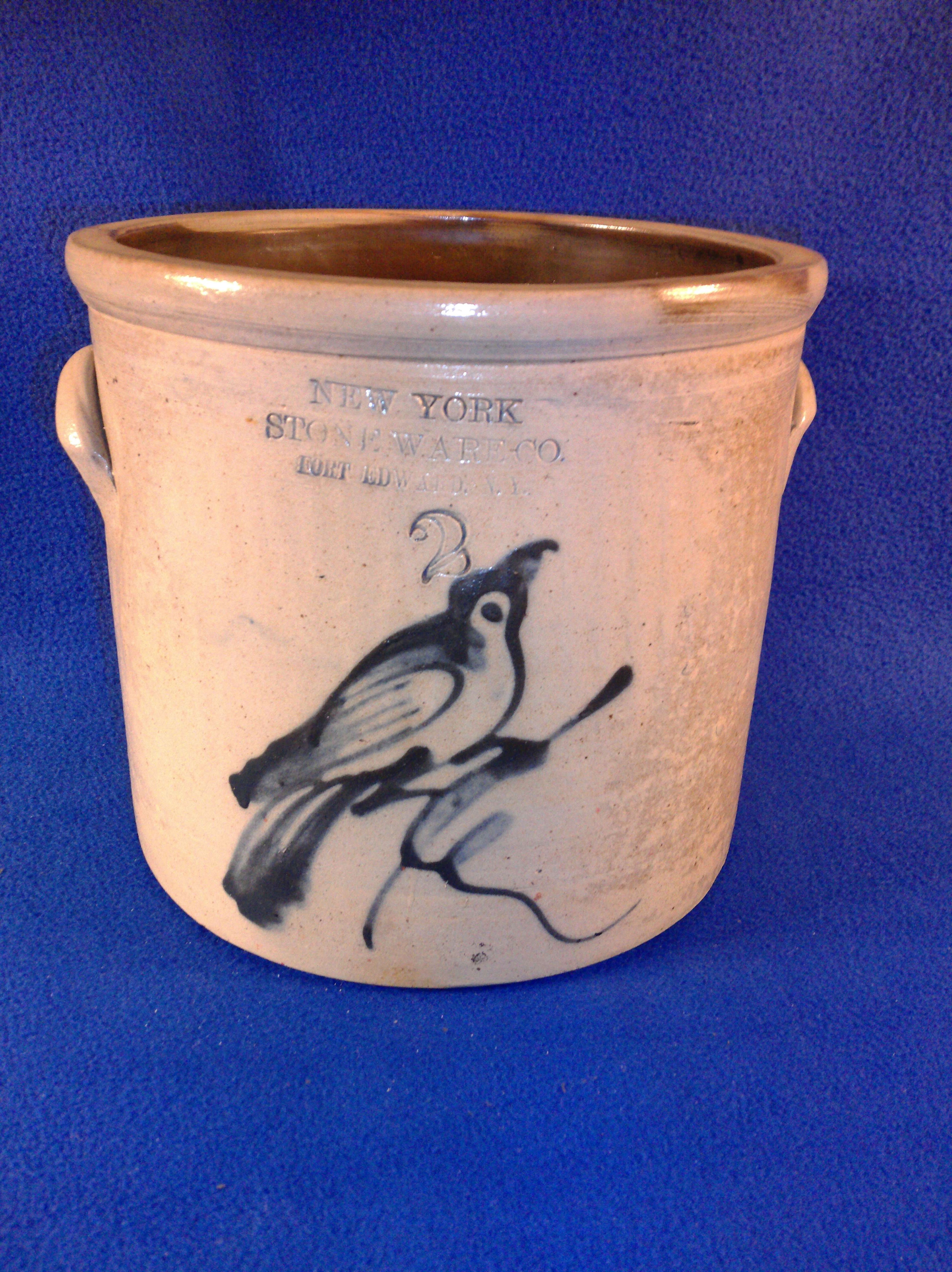 New York Stoneware 2 Gallon Crock with Bird on a Branch #12278