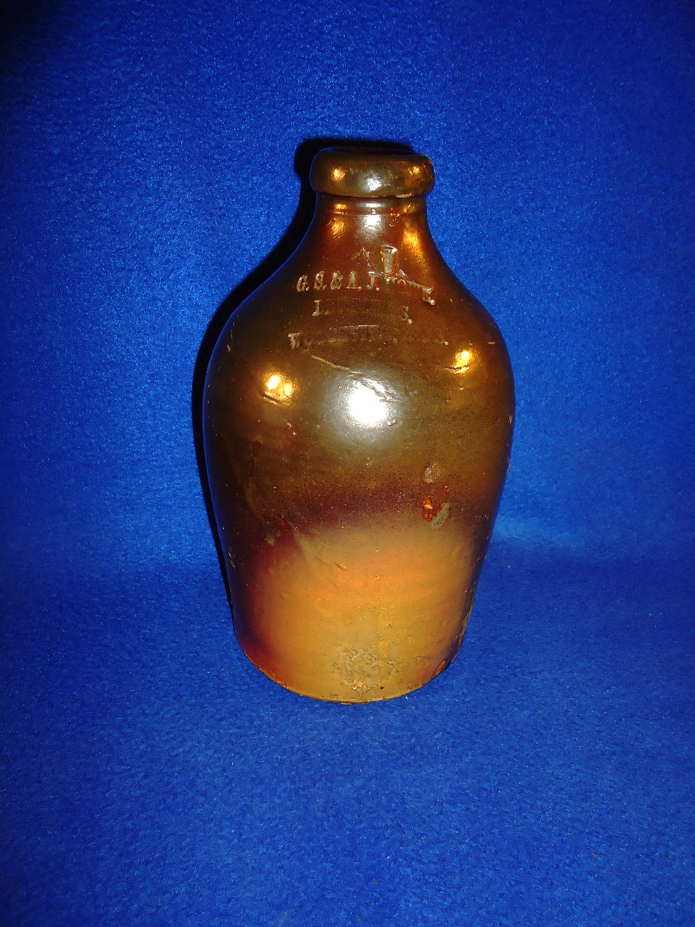 C. S. & A. J. Howe, Druggists, Worcester, Massachusetts Stoneware Jug #2452