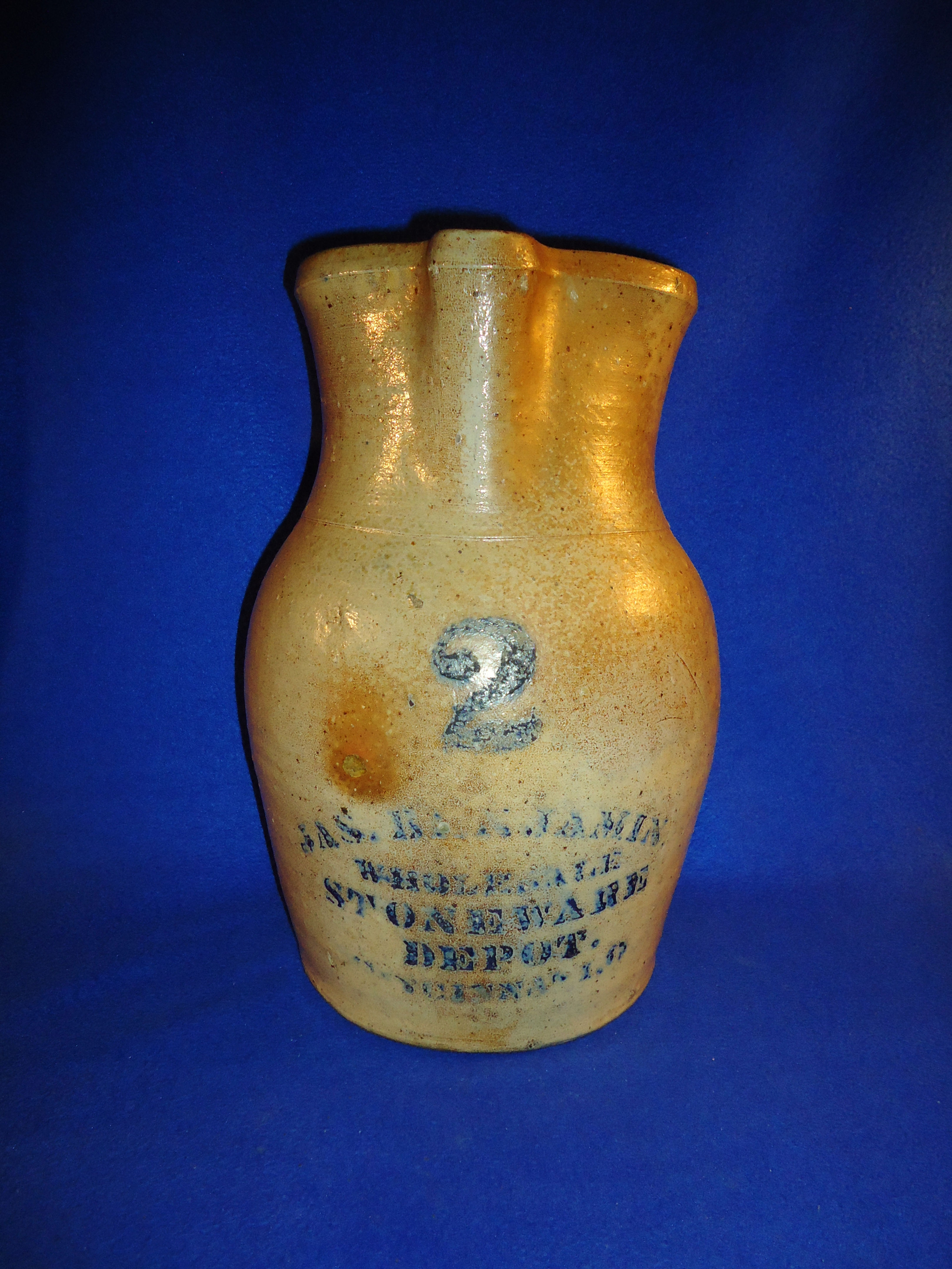 Jas. Benjamin, Cincinnati, Ohio Stoneware 2 Gallon Pitcher #9591