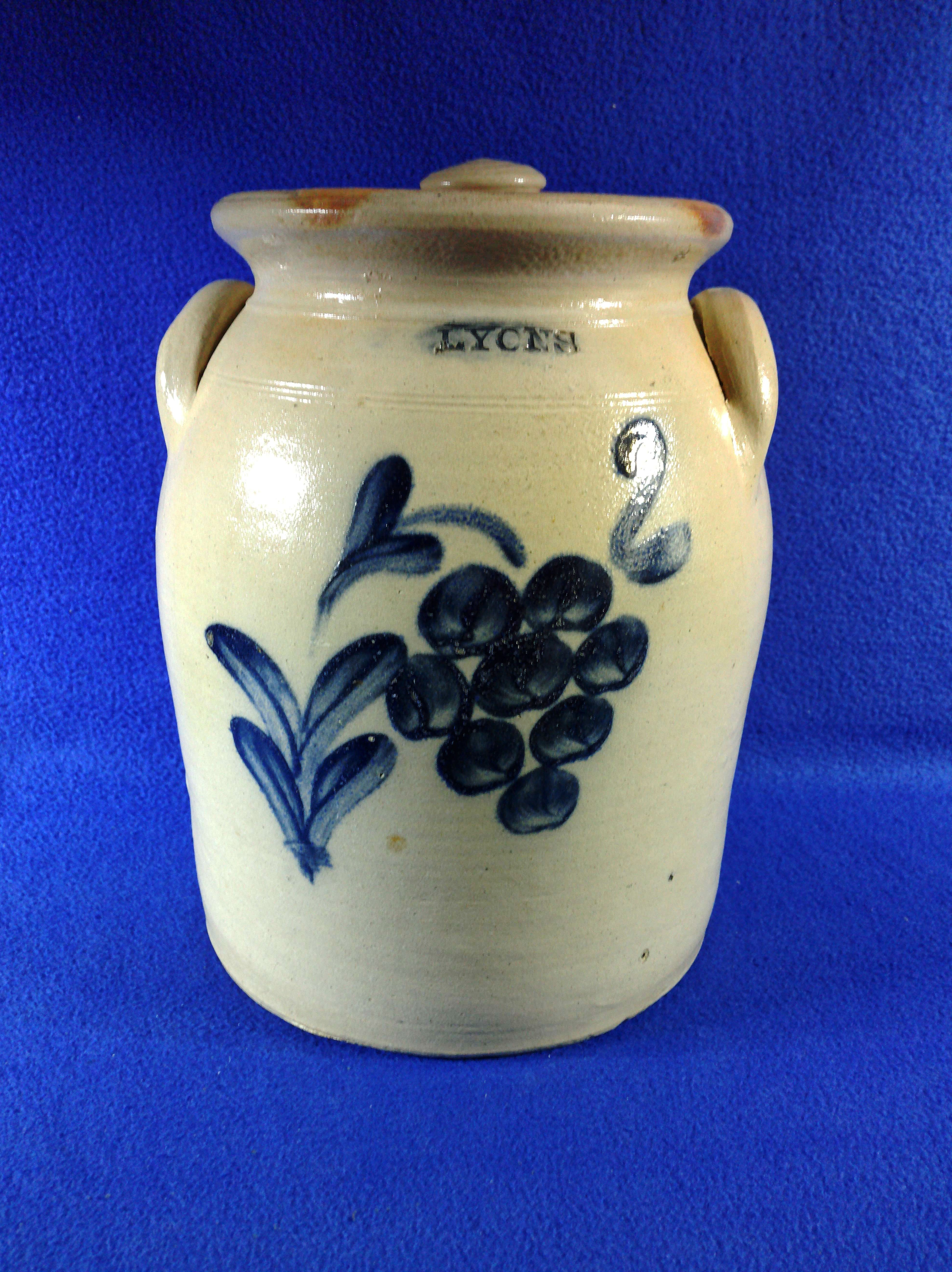 Lyons, New York Stoneware Jar with Grapes, att. Harrington #12691