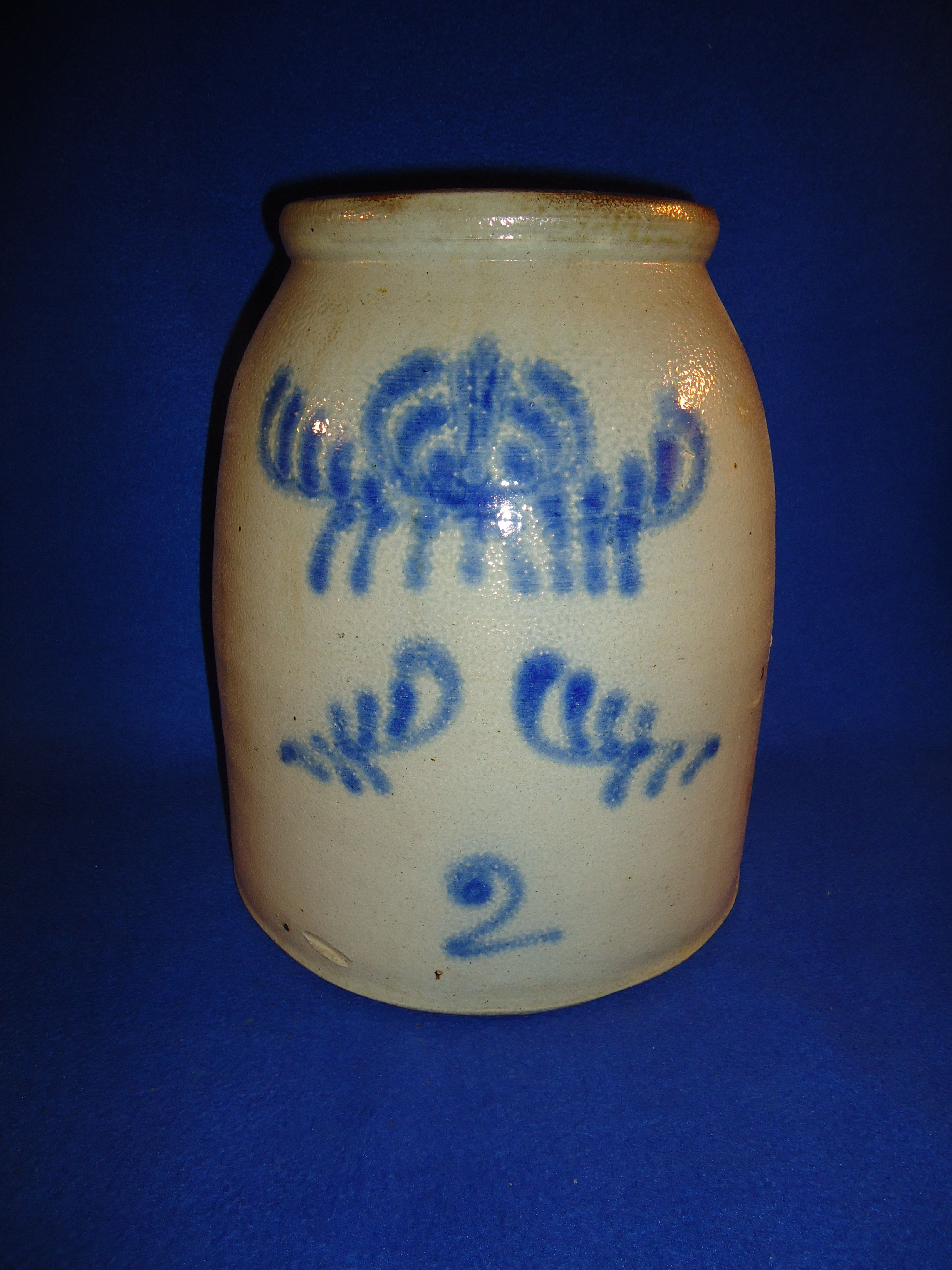 2 Gallon Stoneware Tobacco Jar with Whimsical Decoration #10013