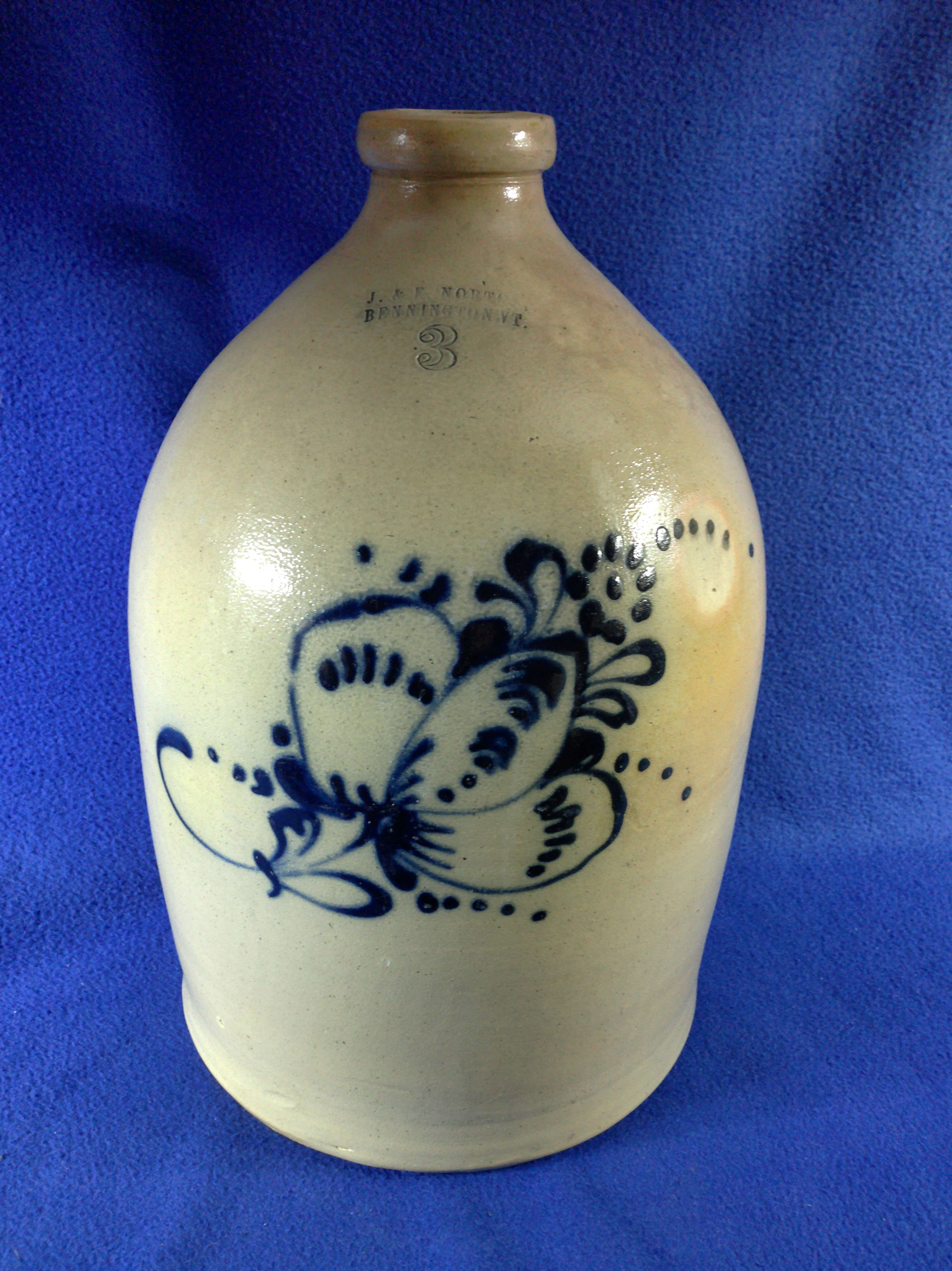 J. & E. Norton, Bennington, Vermont Stoneware 3g Jug with Floral #12731