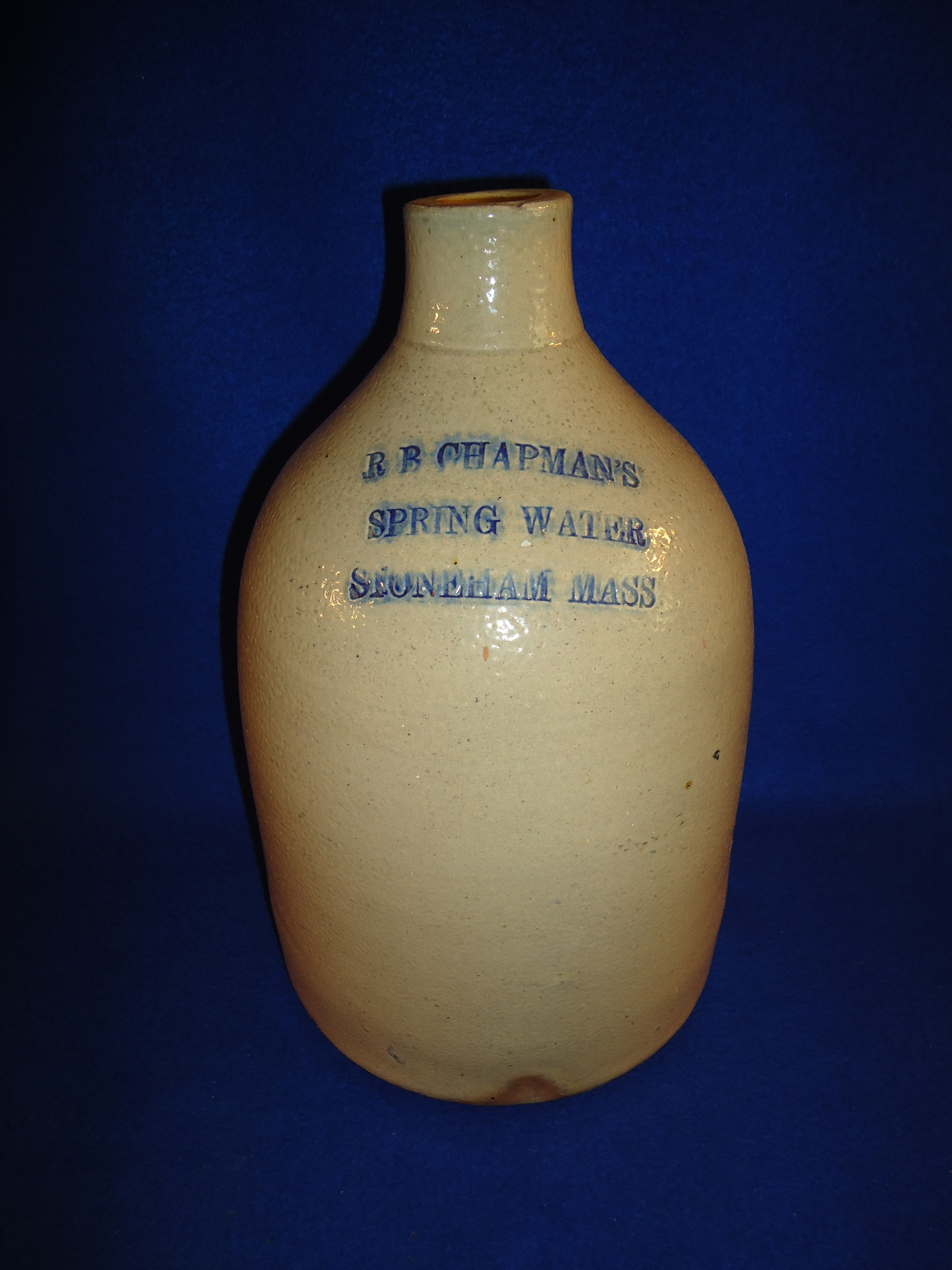 R. B. Chapman's Spring Water, Stoneham, Massachusetts Stoneware Jug #1964