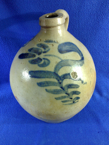 miri.様 ❶ccナチュラル/ヤマト便 I. M. Mead, Mogadore, Ohio Stoneware 3g Ovoid Jug with Tulip