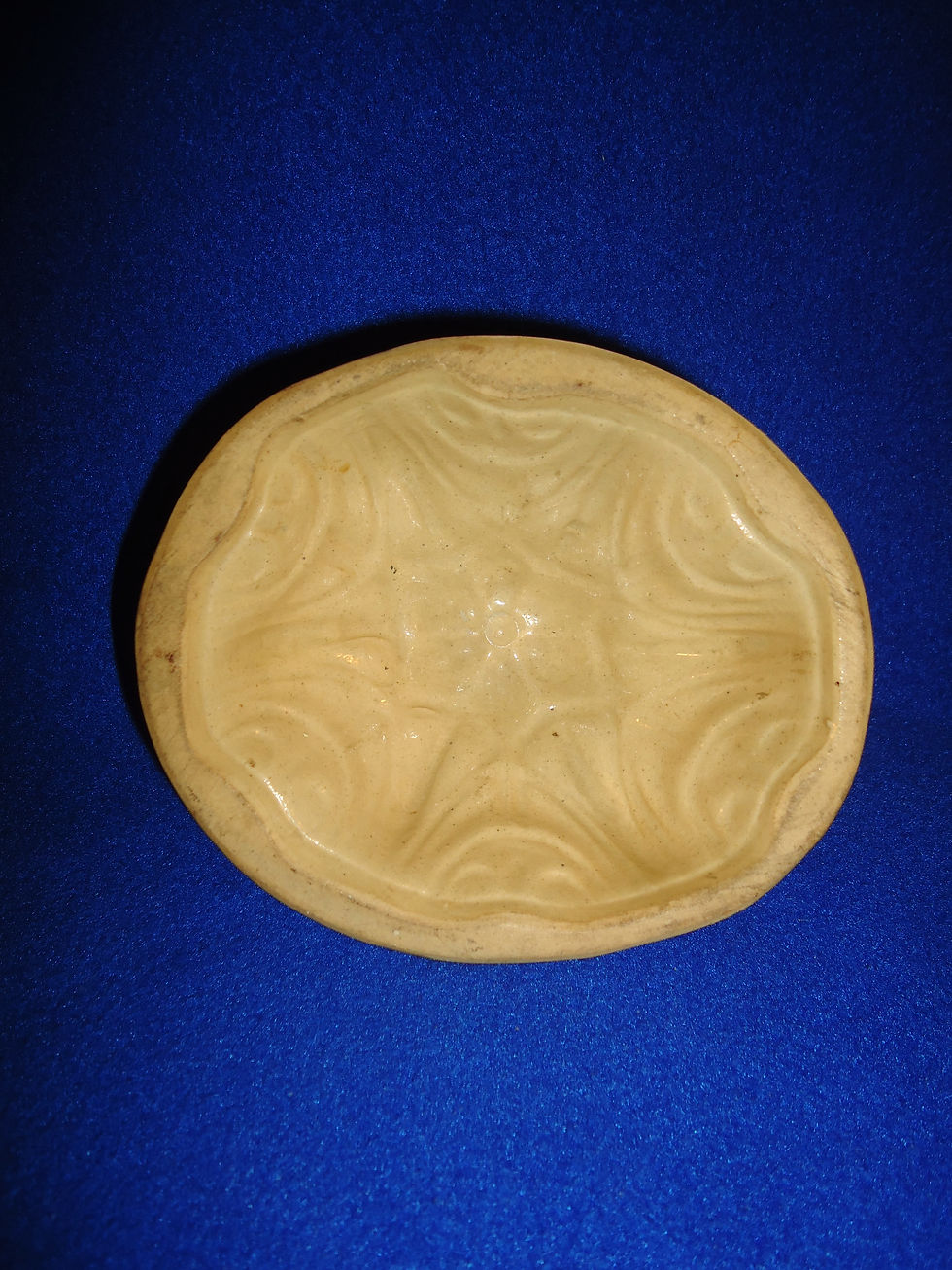 19th Century Yellow Ware Food Mold, Floral Pattern #4669